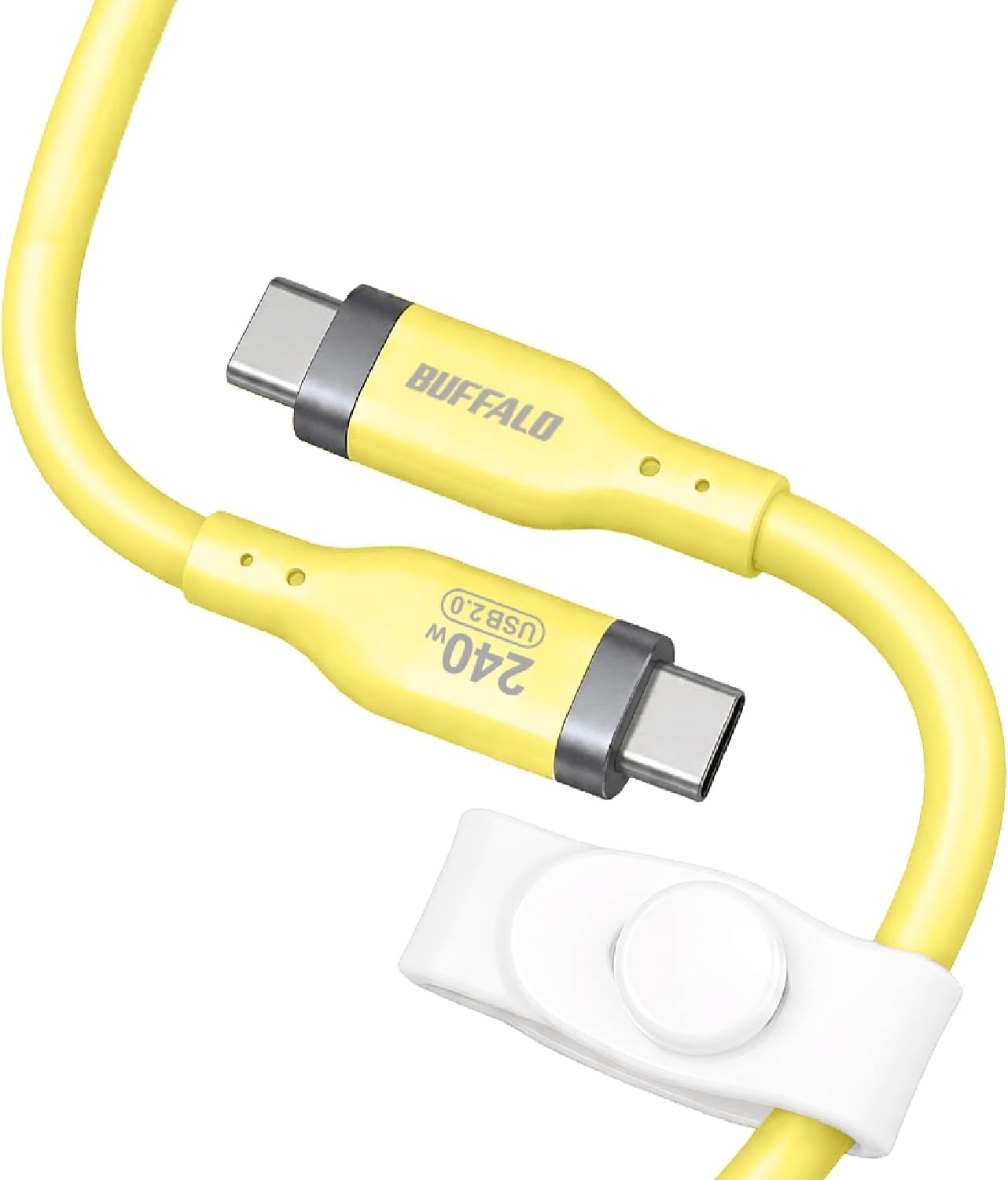 Detalle de バッファロー BSU2CCY2420YE/N USB Type-Cケーブル 2m レモンイエロー・PD 240W対応