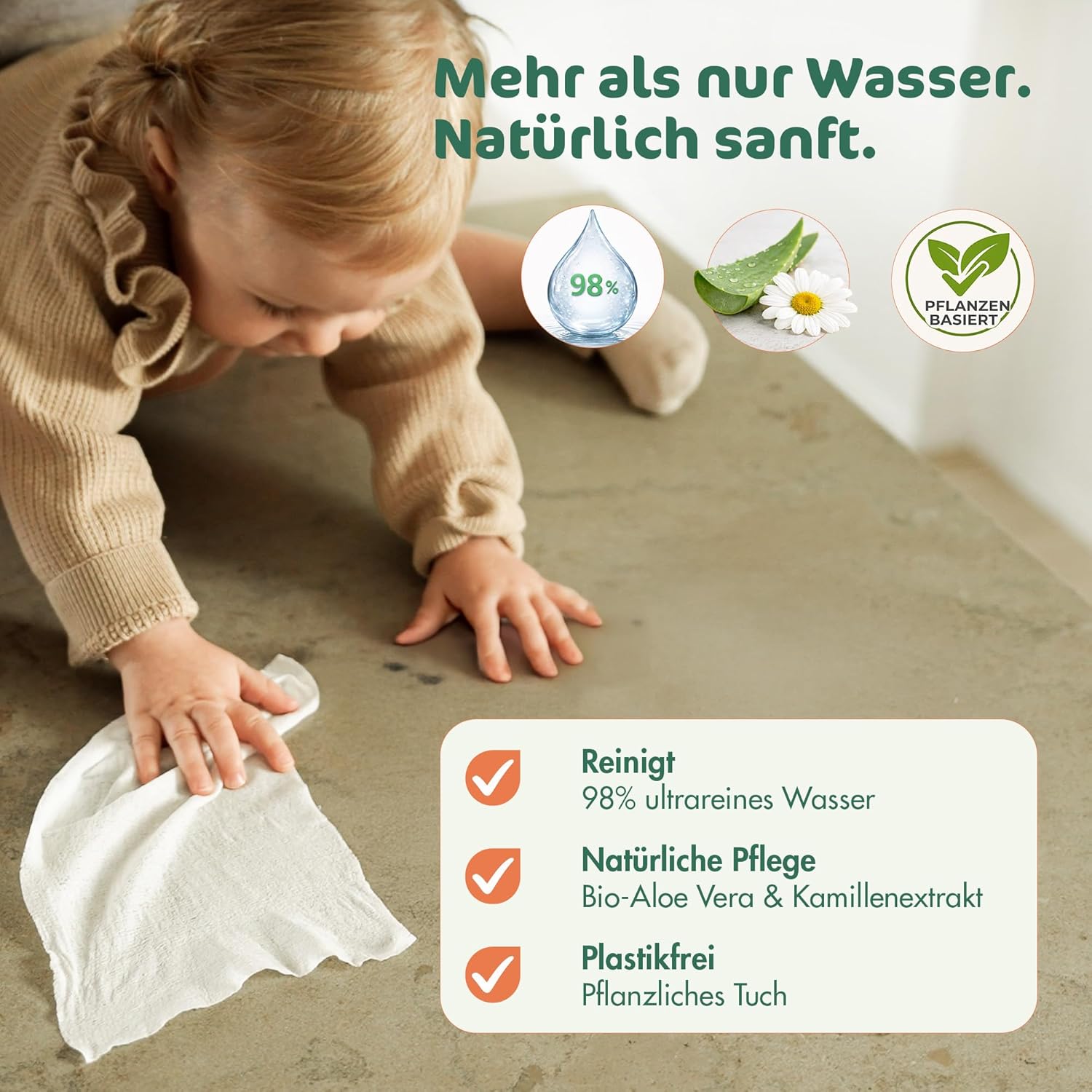 Detalle de Naty Spülbare Baby Feuchttücher 672