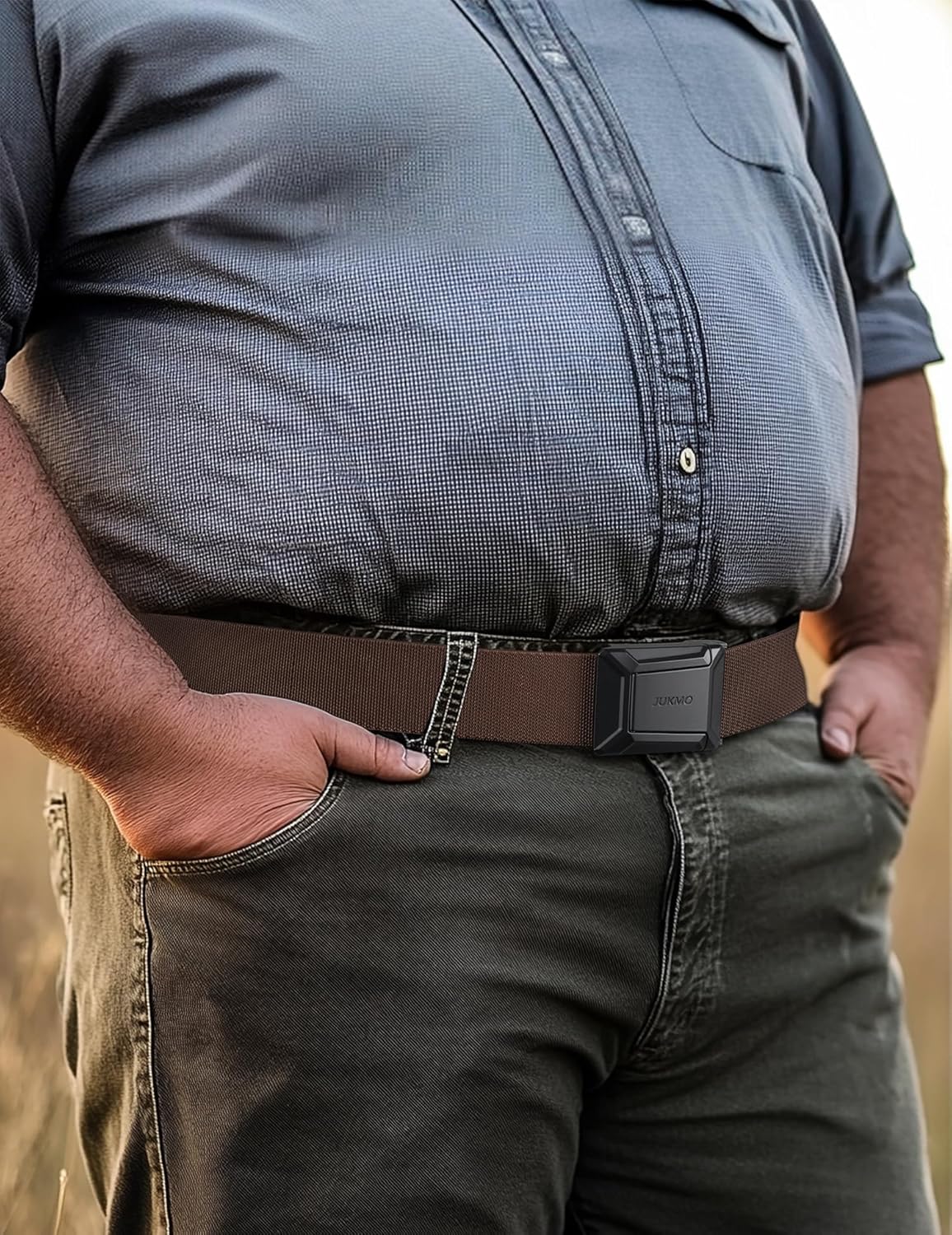 Detalle 2 de JUKMO Stretch Tactical Belt for Men – 1.5" Elastic Nylon Web with Quick Release Buckle