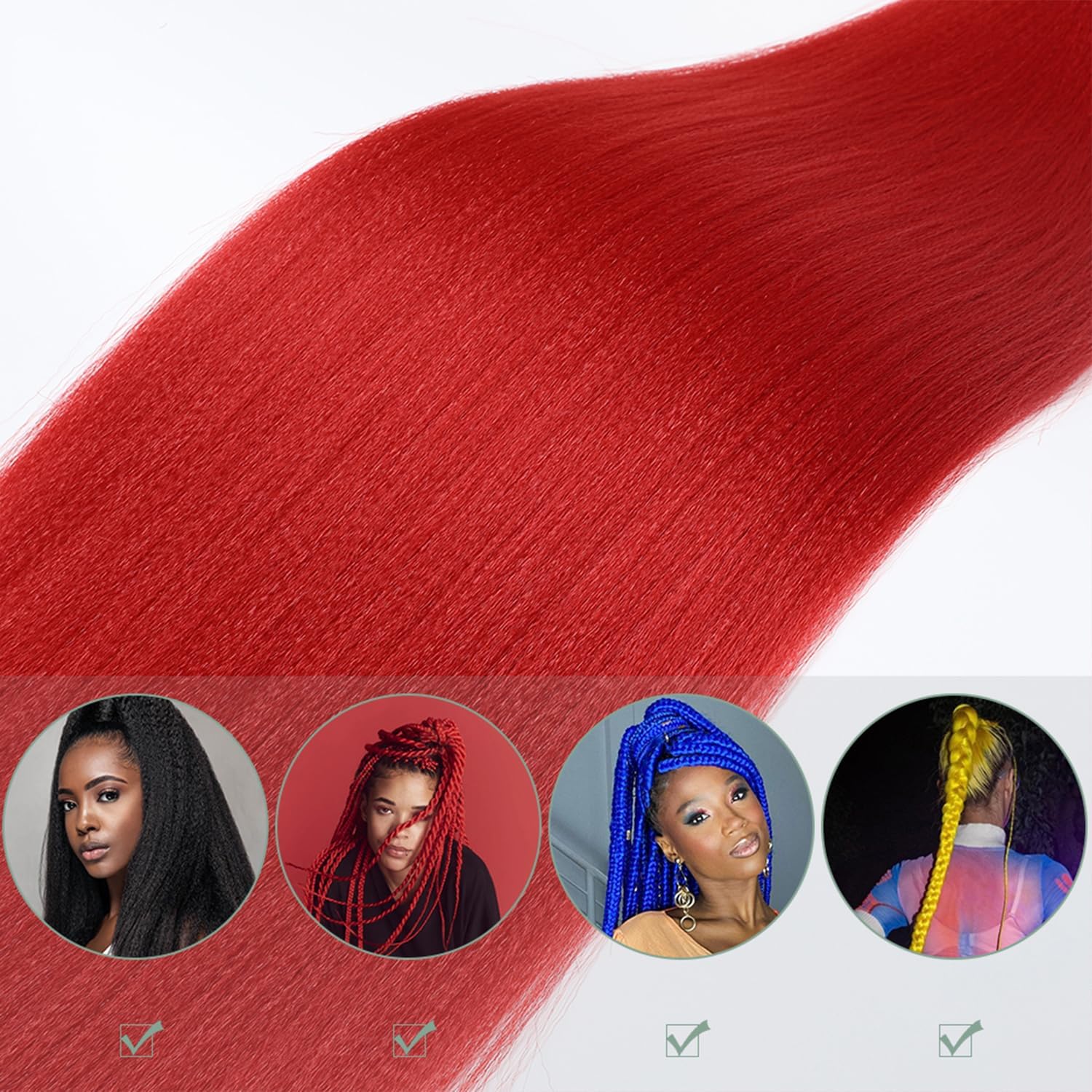 Detalle 2 de YDDM Extensiones de Trenza Sintéticas Rojo 26" 🎀