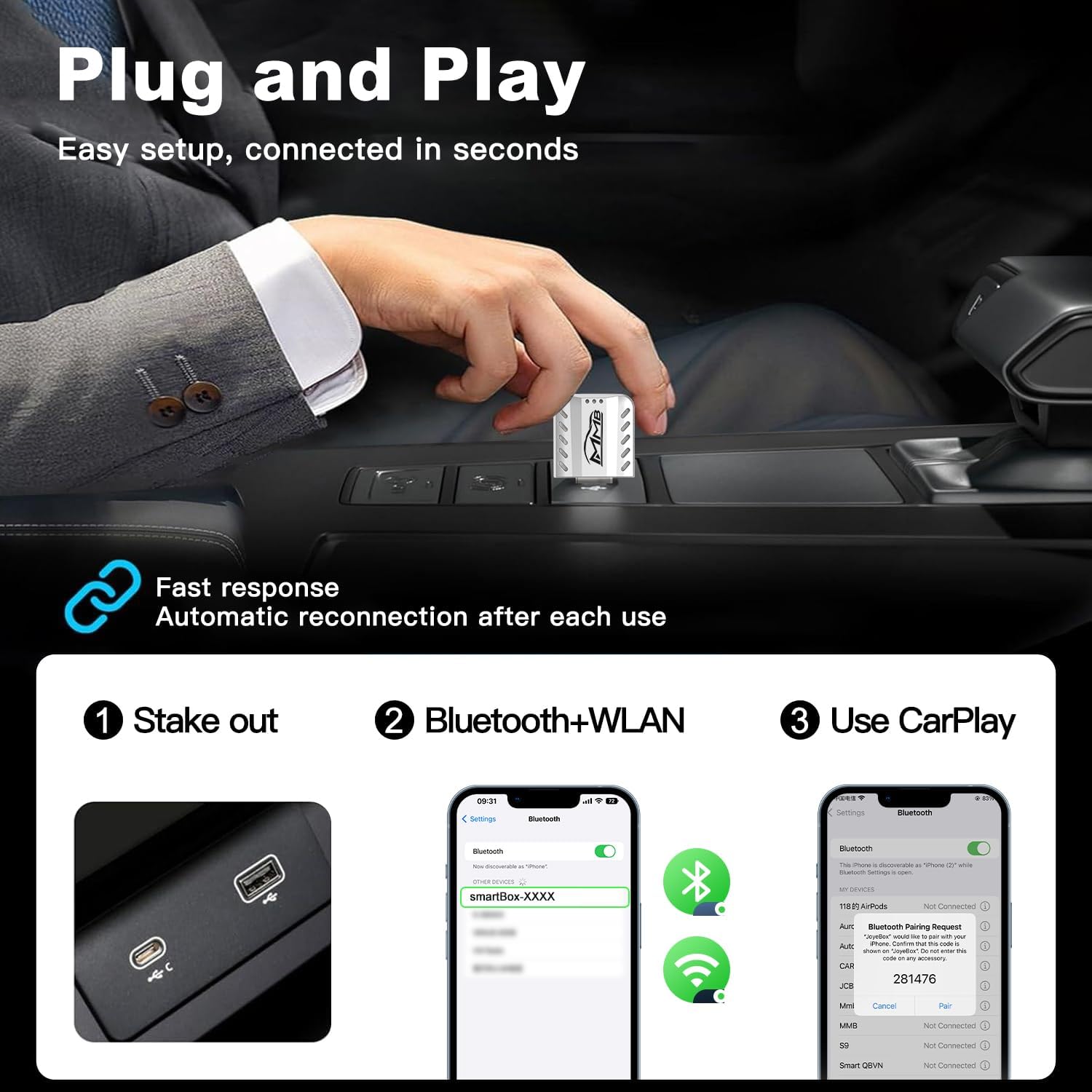 Thumbnail 3 de MMB CP2 CarPlay Wireless Adapter