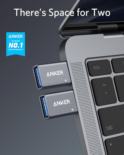 Detalle 2 de Anker USB-C to USB-A Adapter (2 Pack): Slim, Durable USB 3.0 Female Expansion