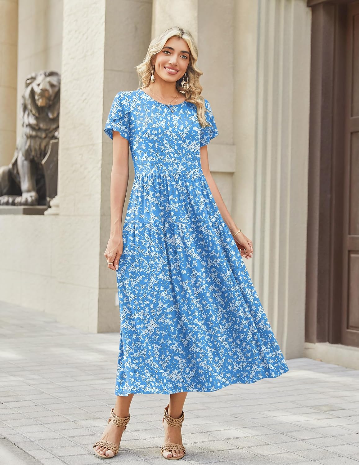 Detalle de Zeagoo Summer Dresses for Women 2026 Maxi Bohemian Floral Dress