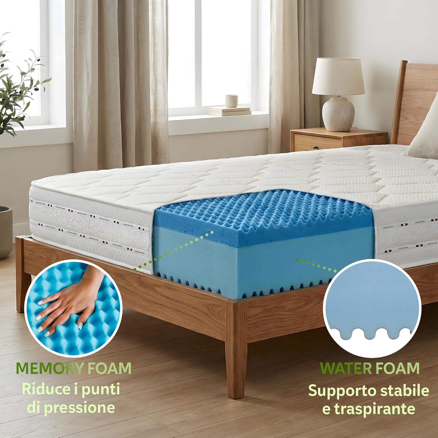 Thumbnail 2 de Materasso in Memory Foam 24 cm - 120x190 cm, Aloe Vera antibatterico, Made in Italy, arrotolato