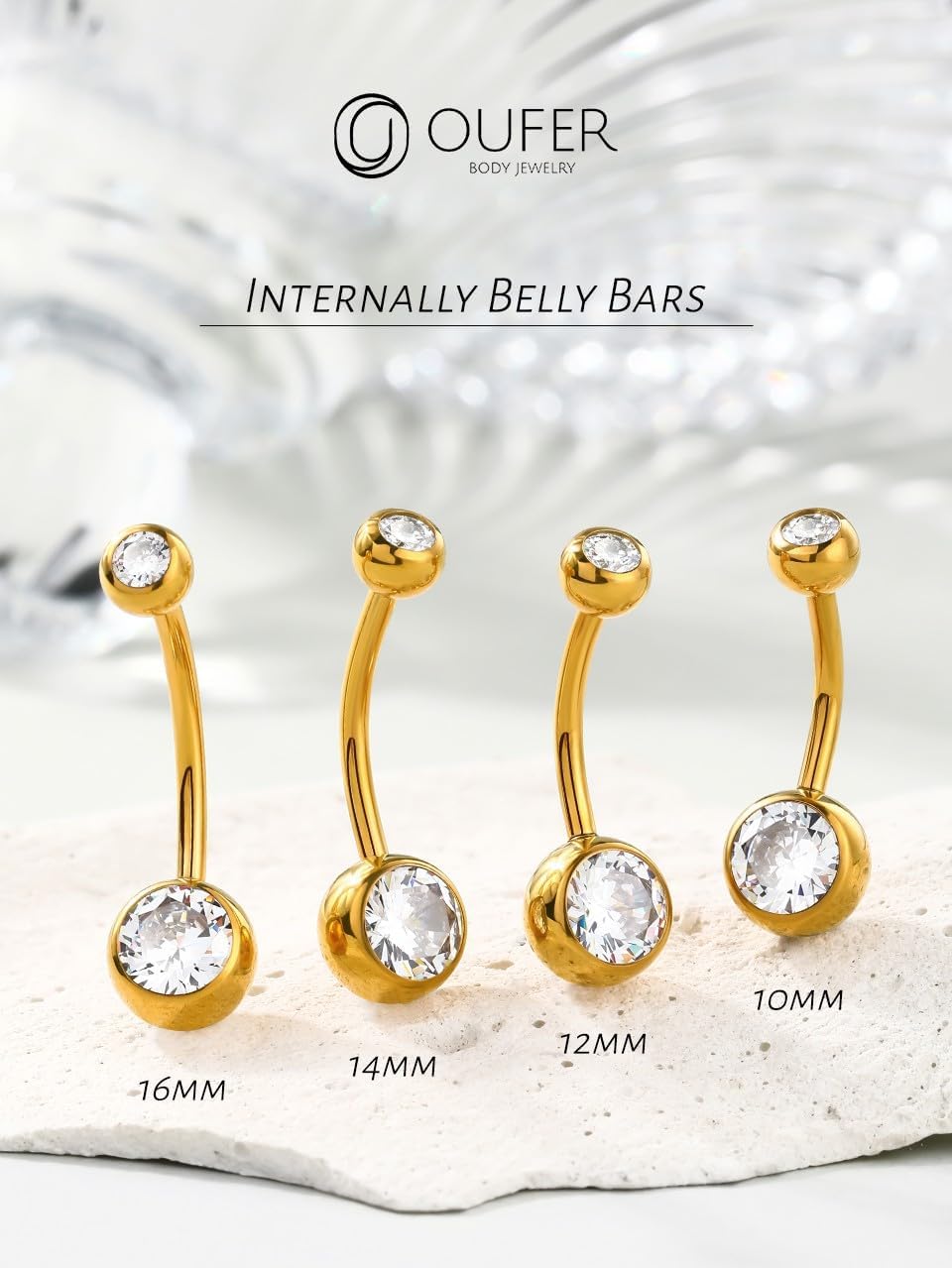 Thumbnail 1 de OUFER piercing nombril doré 10/12/14/16 mm 14G