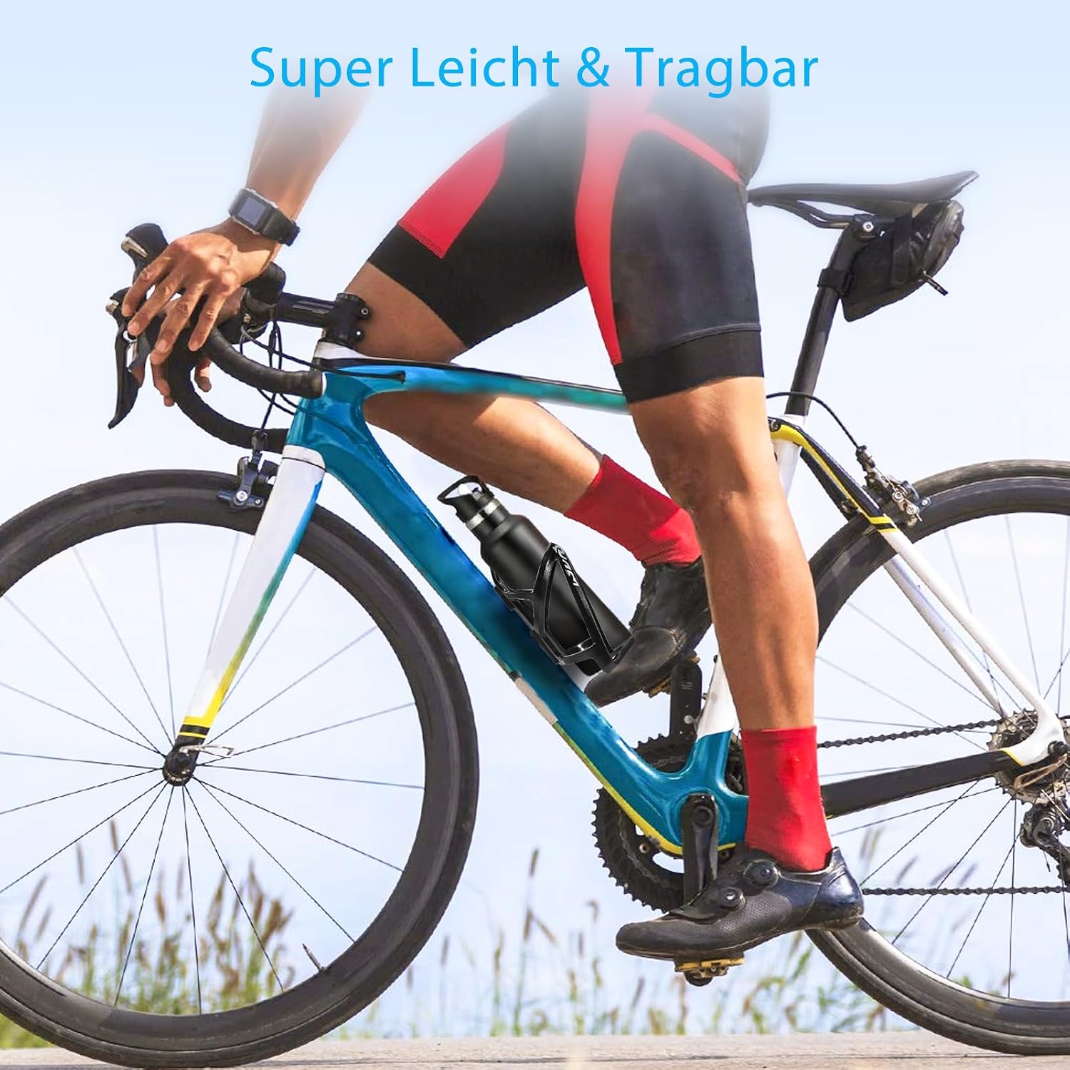 Thumbnail 6 de Elalove 2er Set Flaschenhalter Fahrrad – universeller, leichter PC-Flaschenhalter für 0,5–1,1 l Flaschen (Schwarz)