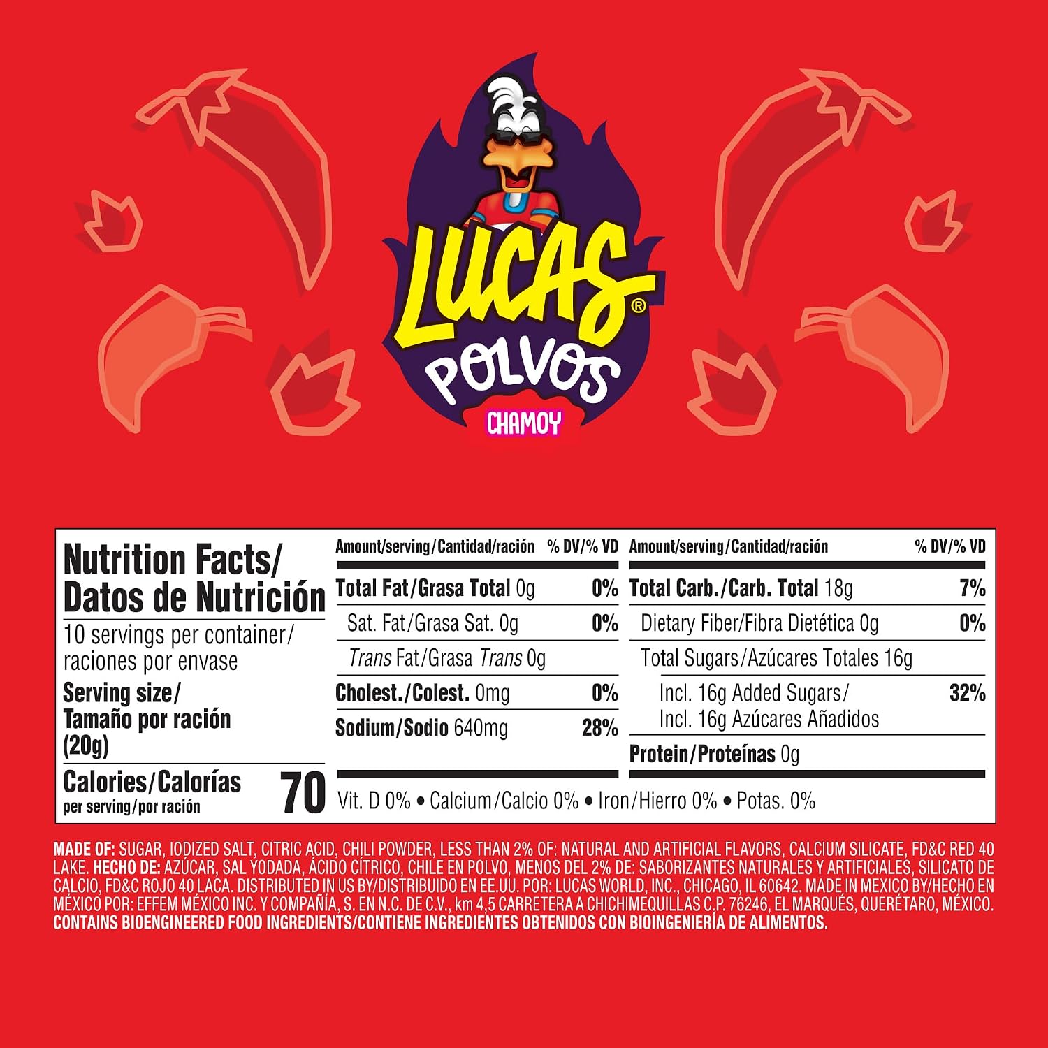 Detalle de Lucas mp-25181-41410 Chamoy Powder Candy, 10-Piece Pack