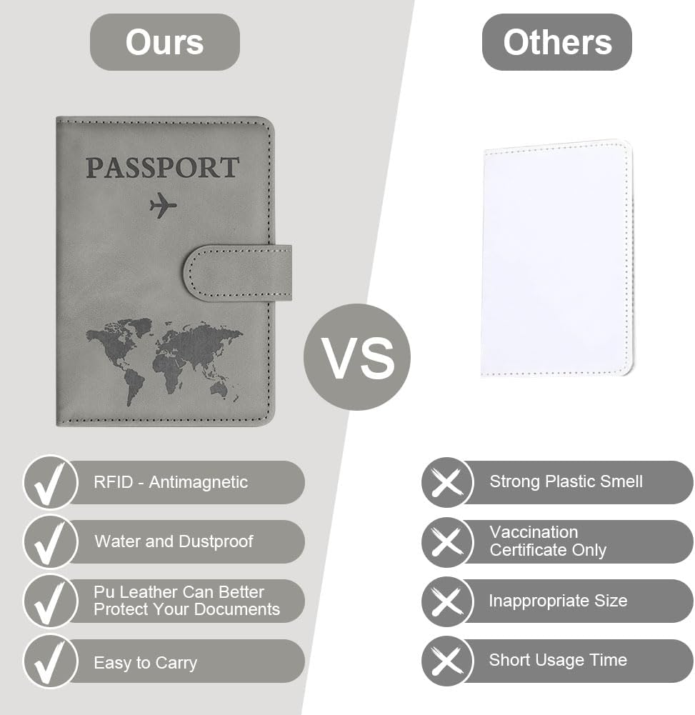 Thumbnail 5 de OFFCUP Passport Holder Cover with RFID Blocking PU Leather – Grey
