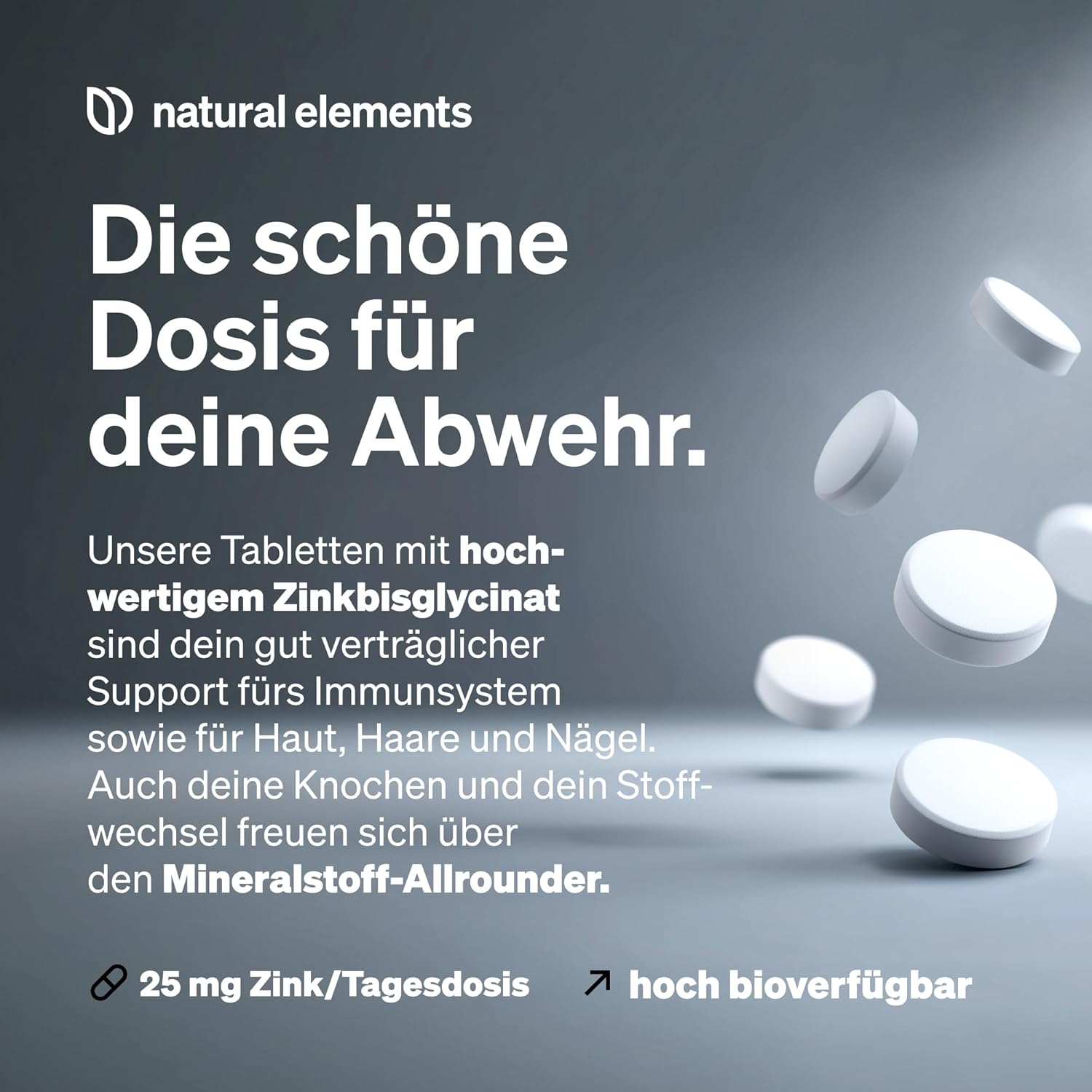 Detalle de natural elements Zink 25 mg Tabletten, 365 Stück 💊