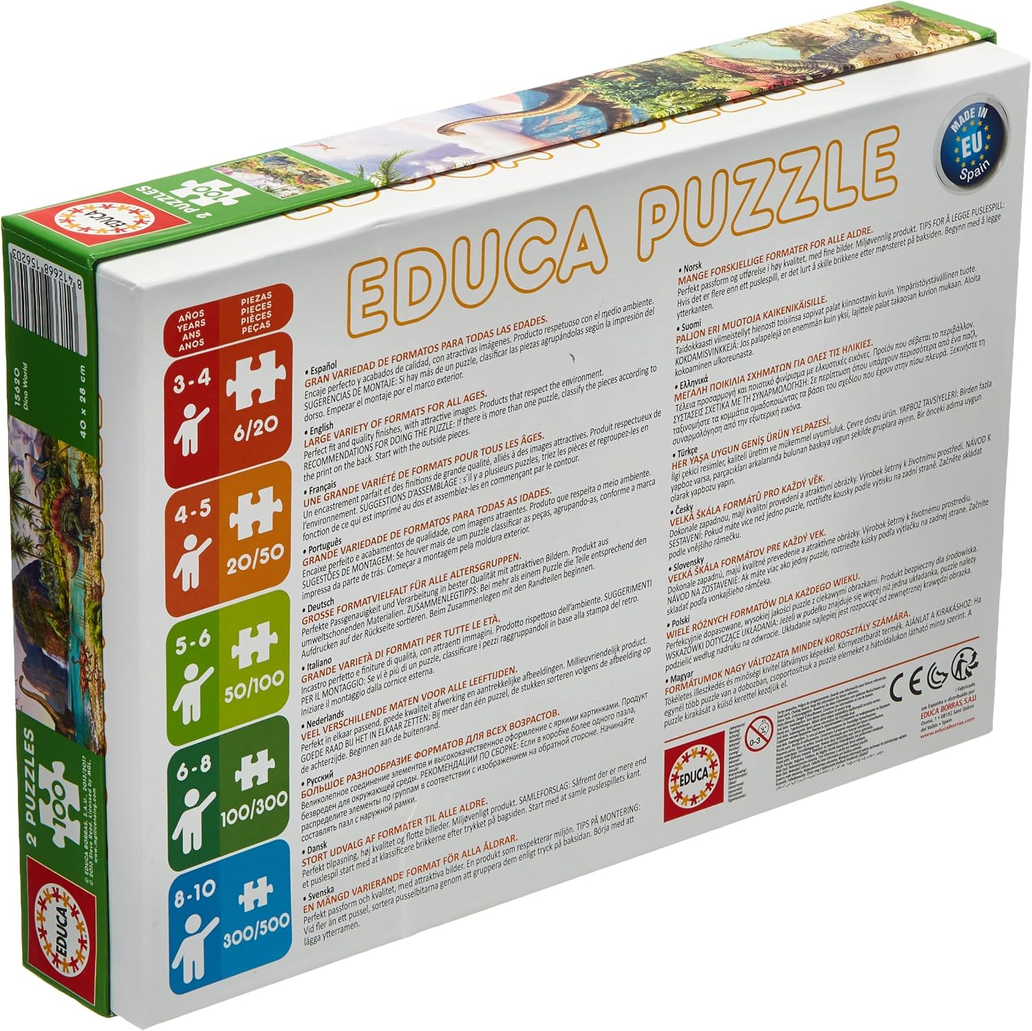 Thumbnail 1 de Educa Dino World 🦖 Set de 2 Puzzles 100 Piezas, 6+
