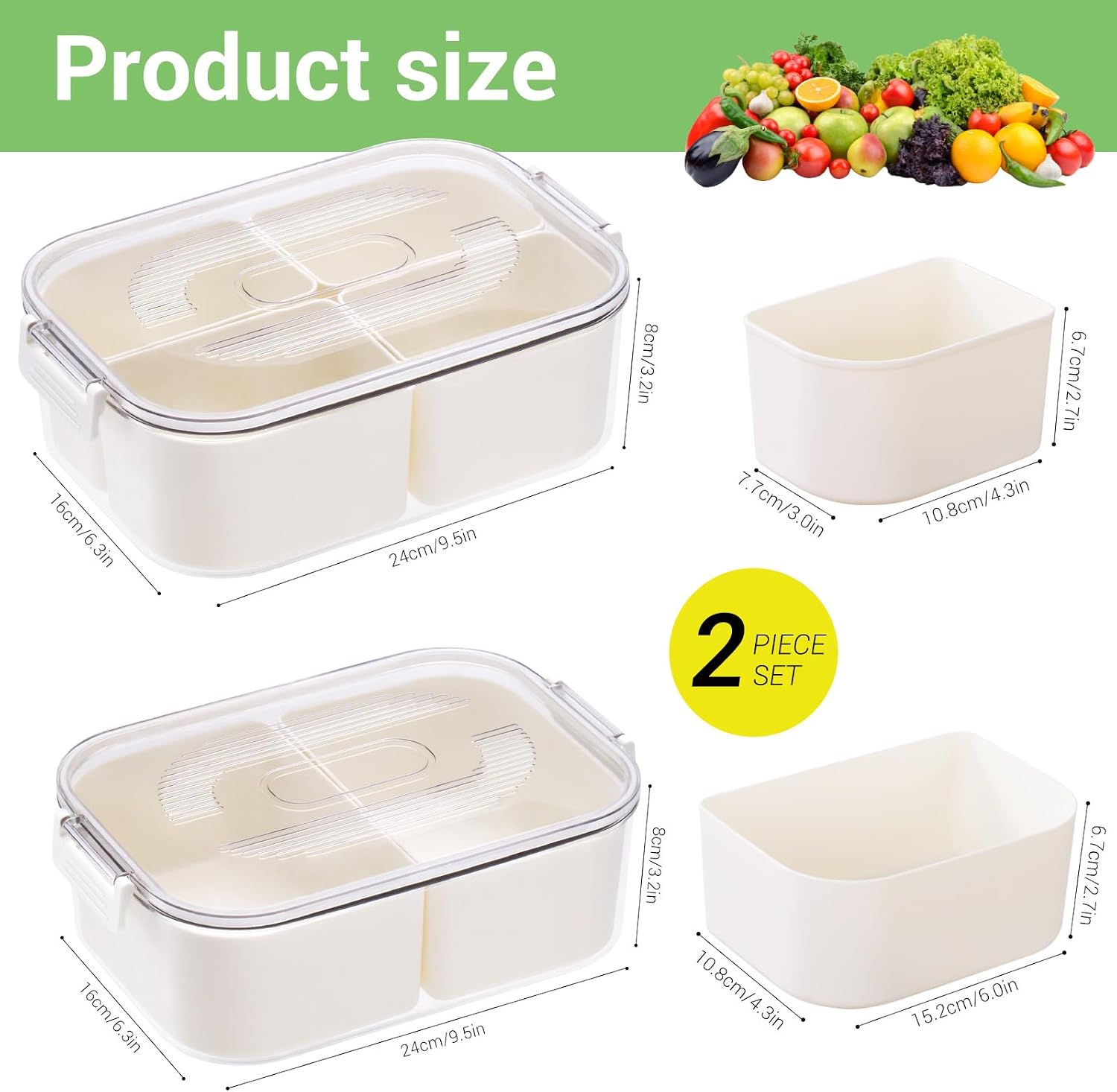 Thumbnail 4 de Luxear 0803-WT snackboxenset met 4 + 2 vakken, luchtdicht en vaatwasmachinebestendig