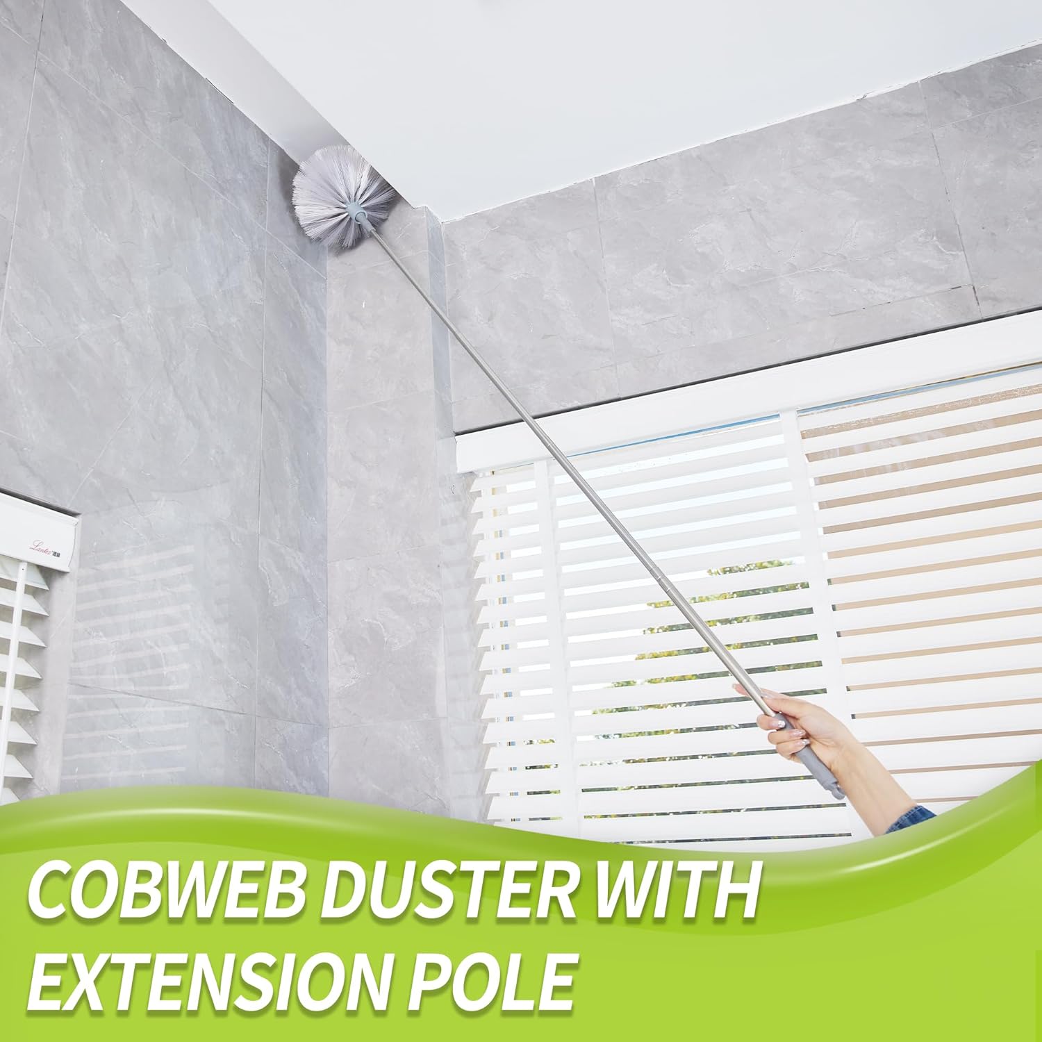Thumbnail 1 de IVYROLL Cobweb Duster with Extension Pole — 100-Inch Reach Spider Web Brush & Ceiling Cleaning Kit