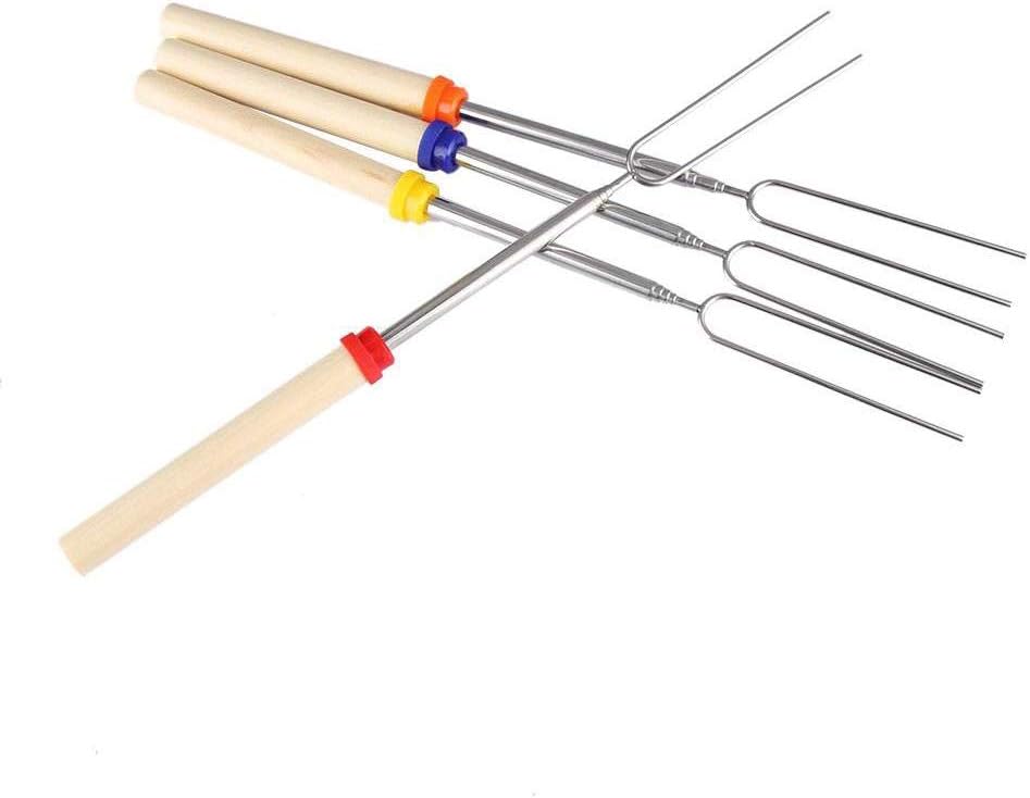 Detalle de Ecloud Shop Marshmallow Roasting BBQ Sticks Set – Teleskop Edelstahlspieße, 32 Zoll, inkl. 2 Gratis 304 Edelstahl-Grillsticks