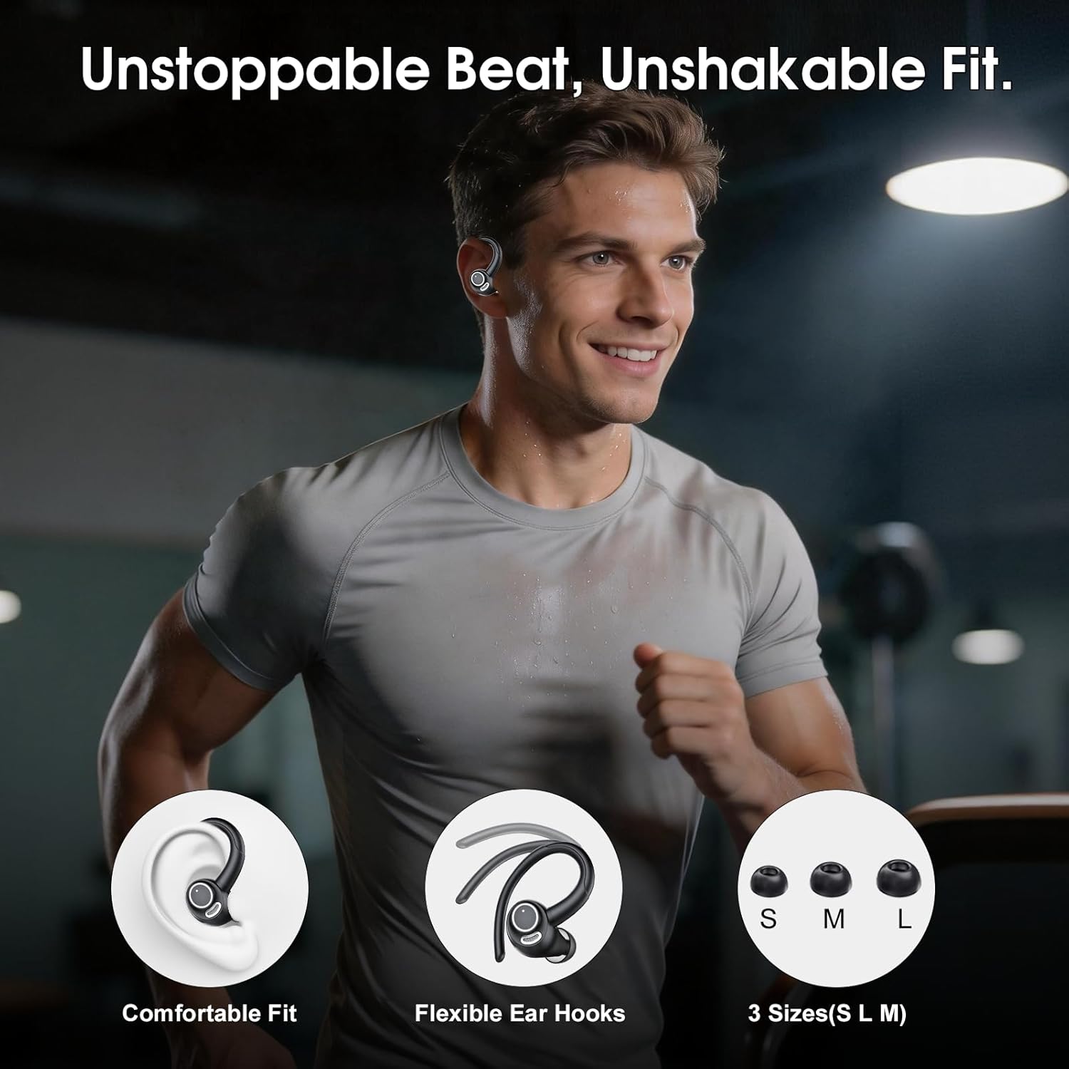 Thumbnail 3 de Wireless Earbuds Bluetooth 5.3 with ENC Mic, IPX7, 48H Battery & Secure Earhooks