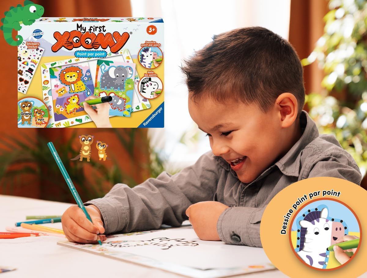 Detalle de Ravensburger My First Xoomy – Point par Point, Mes Premiers Dessins (Safari) – Dès 3 Ans