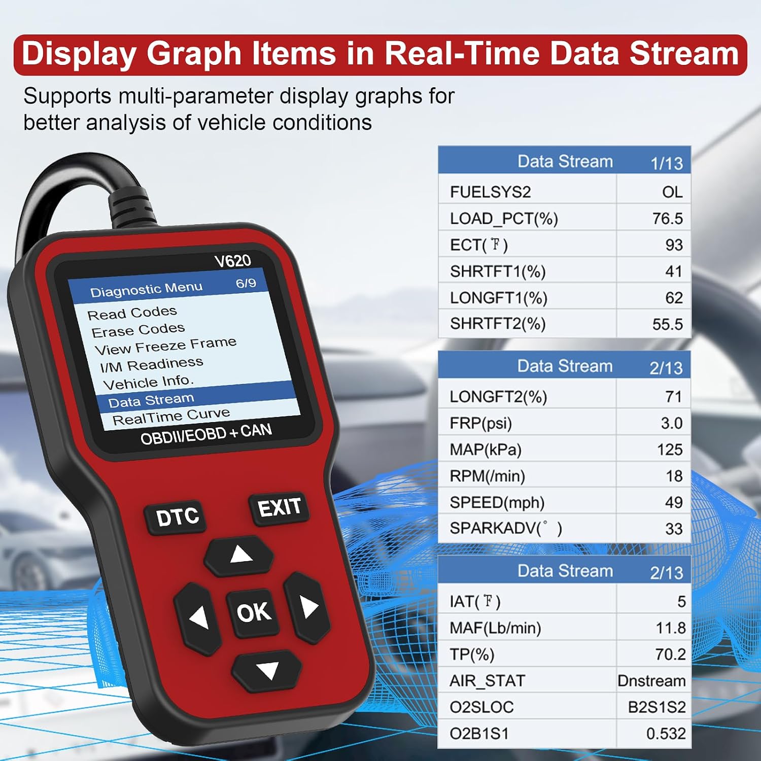 Thumbnail 5 de OBD2 Scanner V620 car diagnostic tool