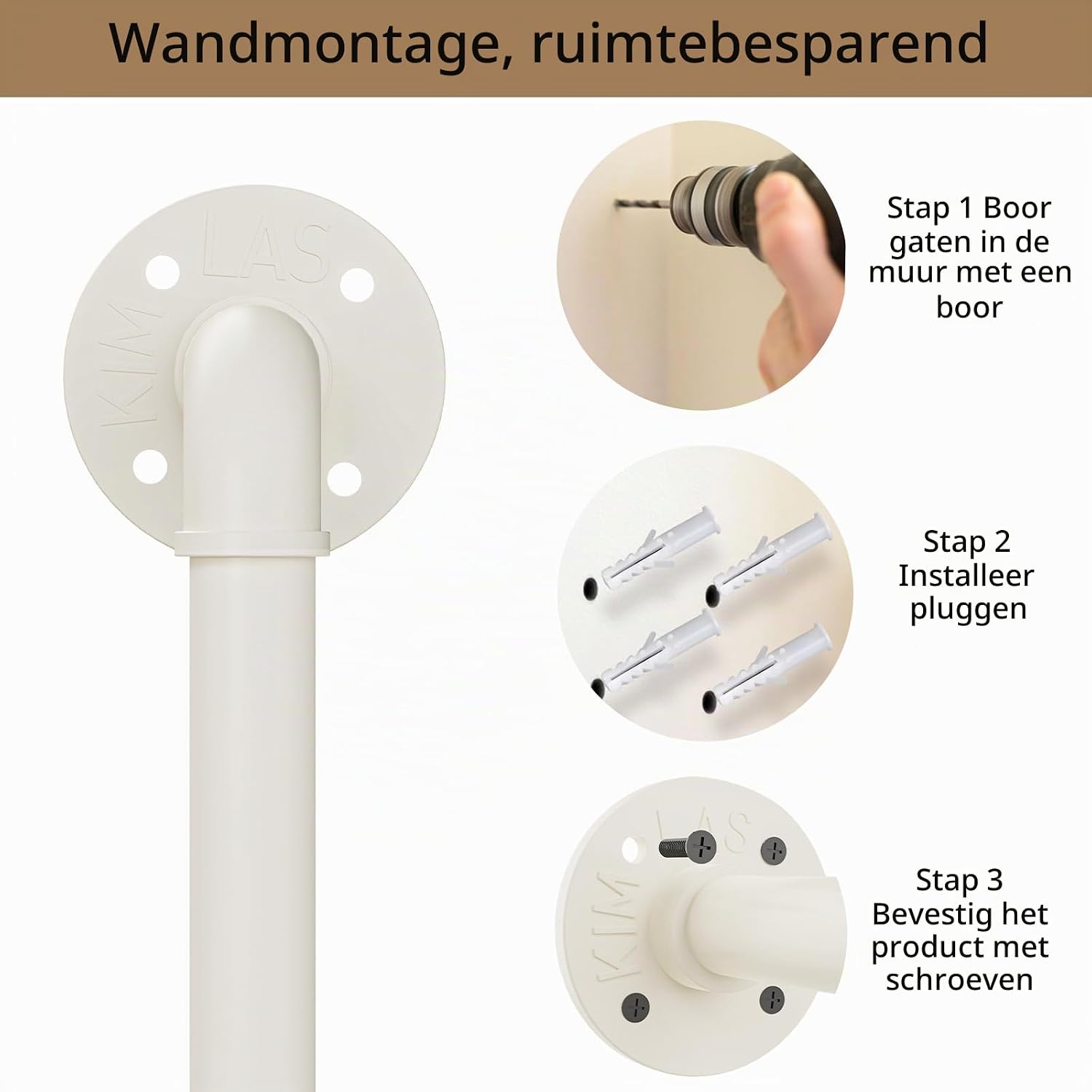 Thumbnail 6 de YheenLf 77HCR100W-1 wandkledingrek van ijzer, 100 cm, industriële stijl