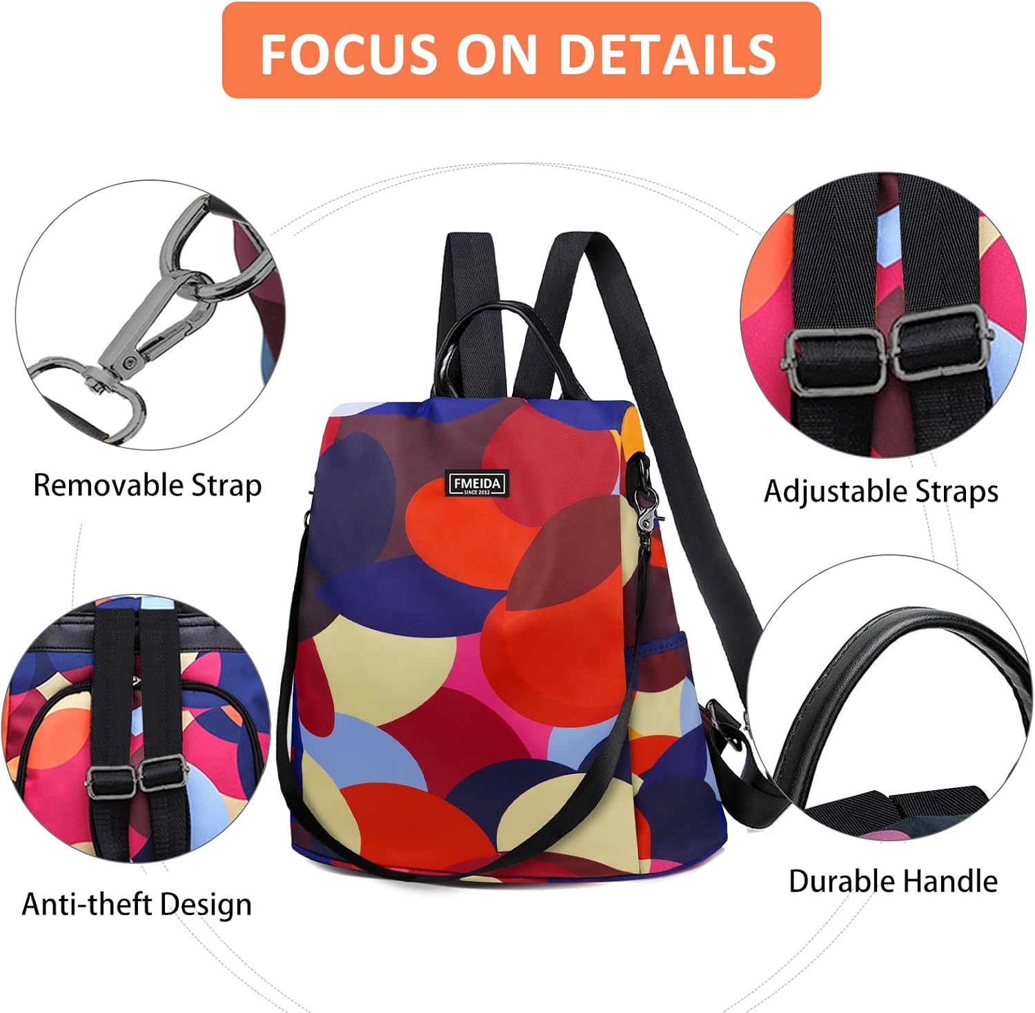 Thumbnail 3 de Fmeida Backpack Womens Anti Theft Travel Rucksack