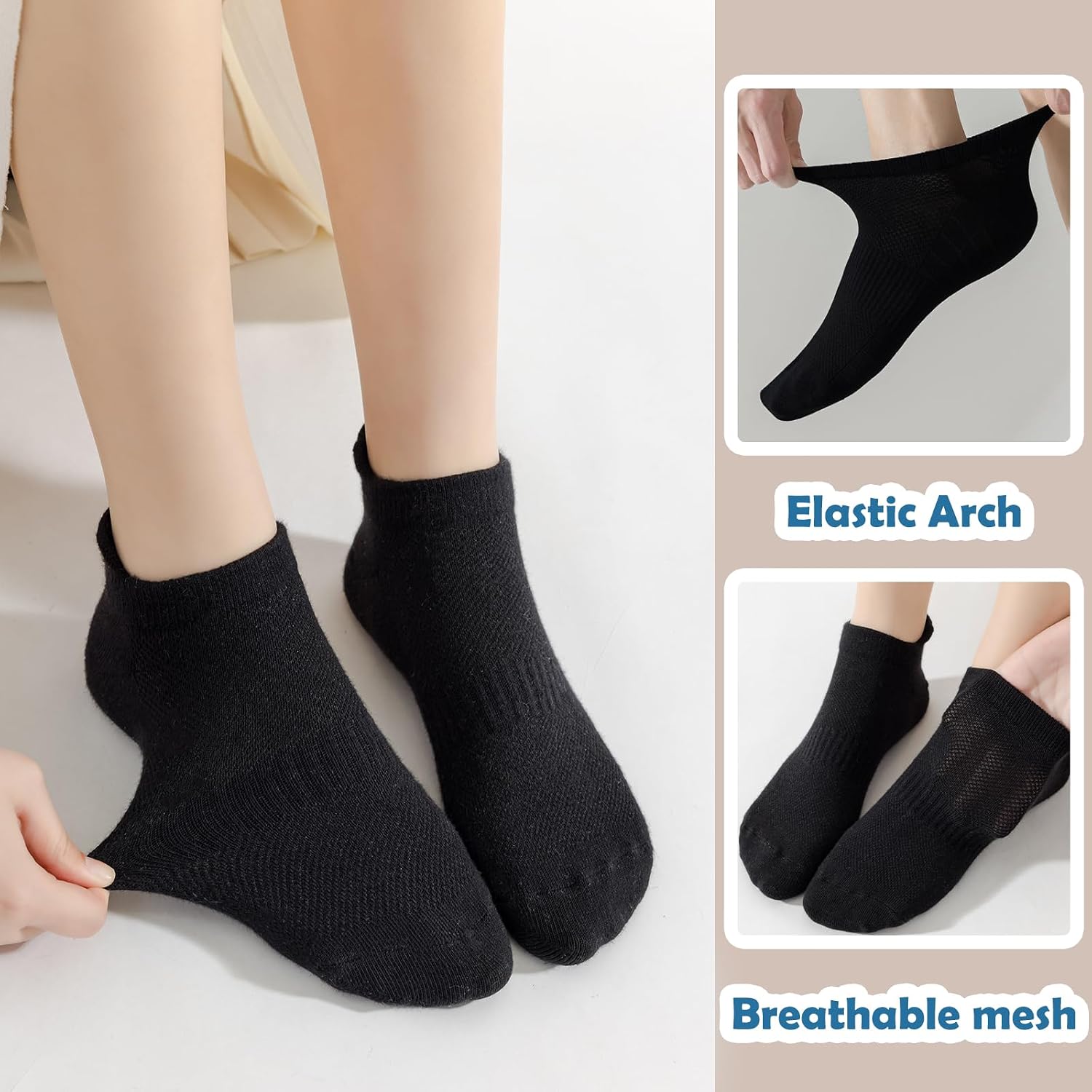 Detalle 2 de Wamicu Calcetines Tobilleros Mujer 5 pares