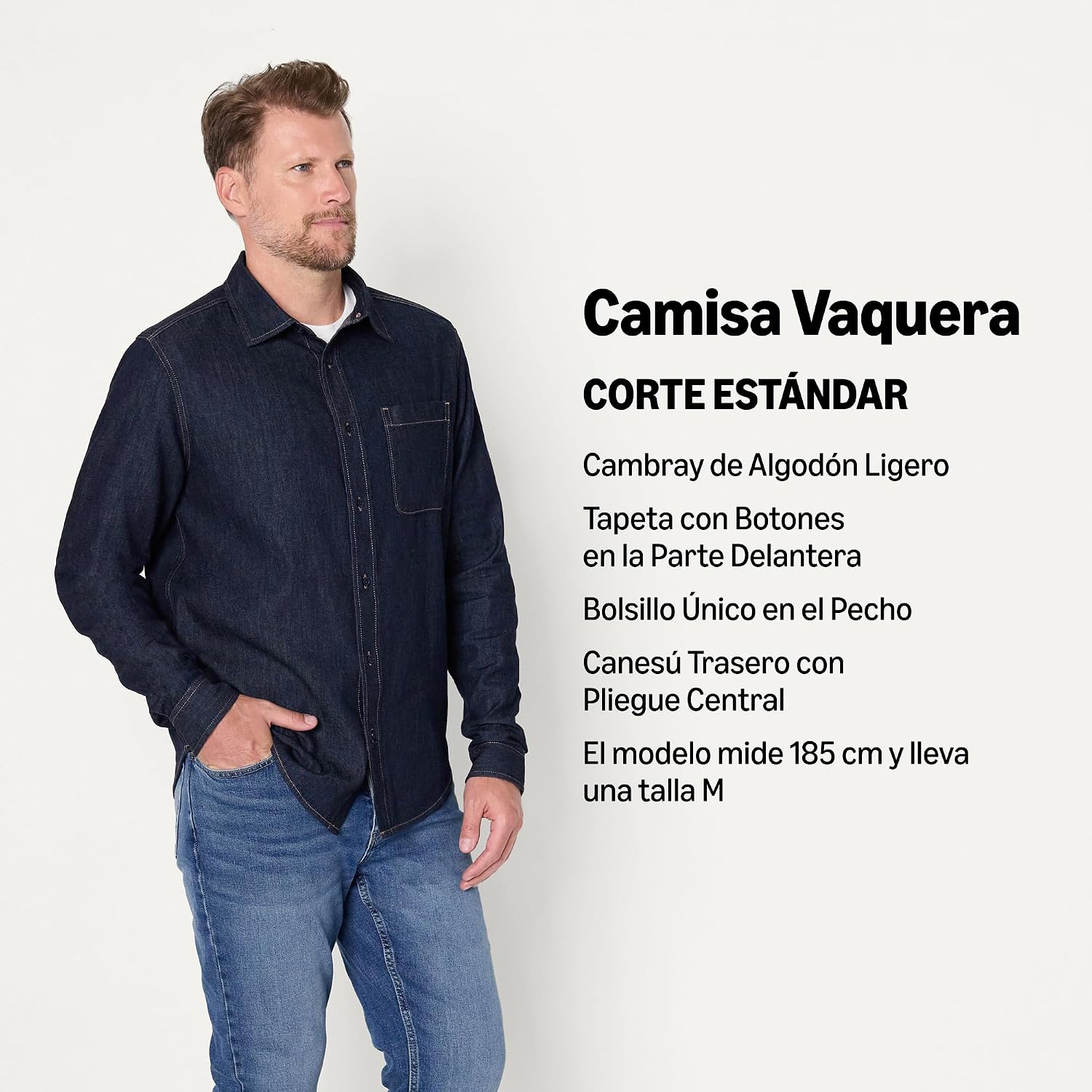 Detalle 2 de Amazon Essentials Camisa vaquera manga larga 74,9 cm