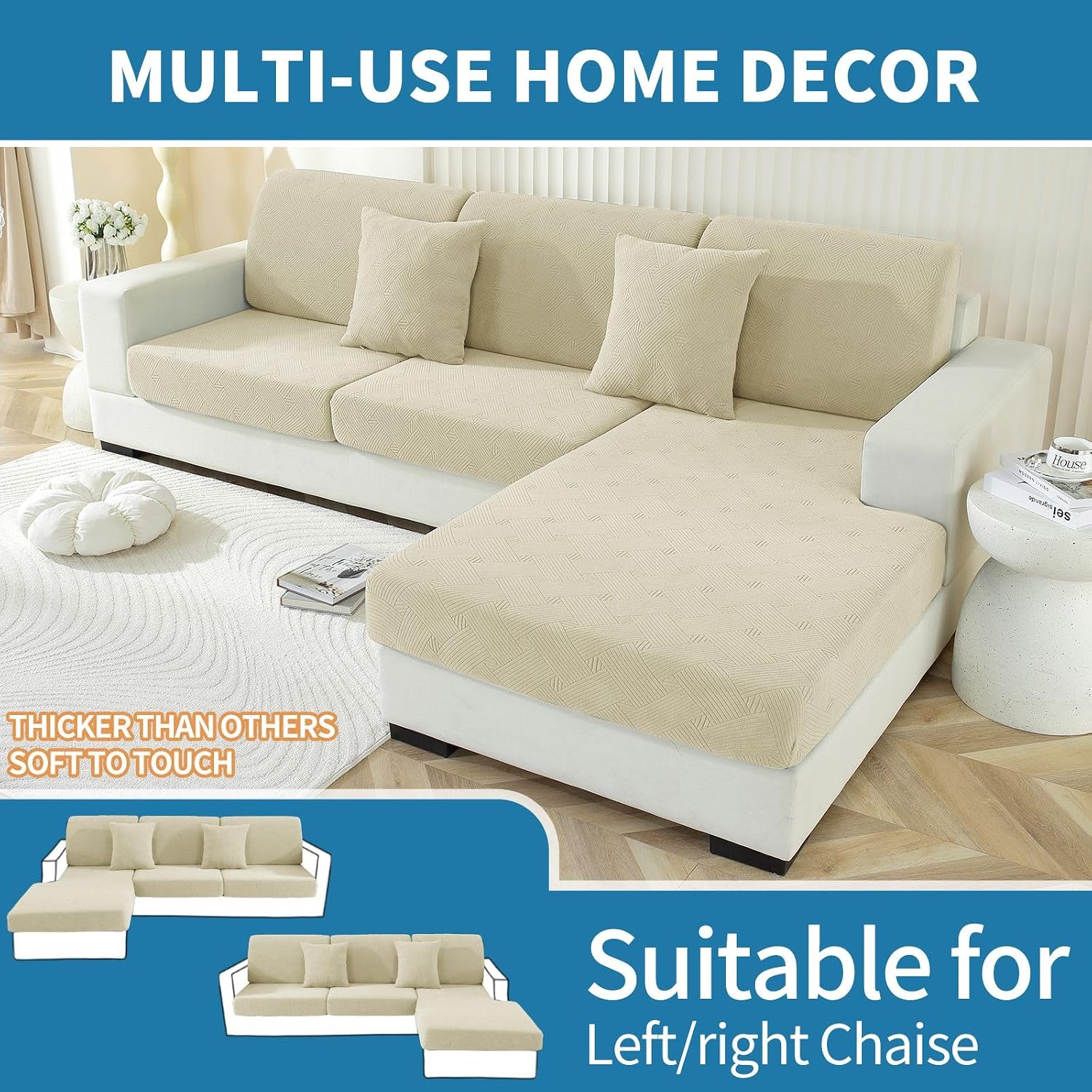 Thumbnail 1 de Ystyle Funda Asiento Sofa 1 Asiento+Chaise Longue Beige