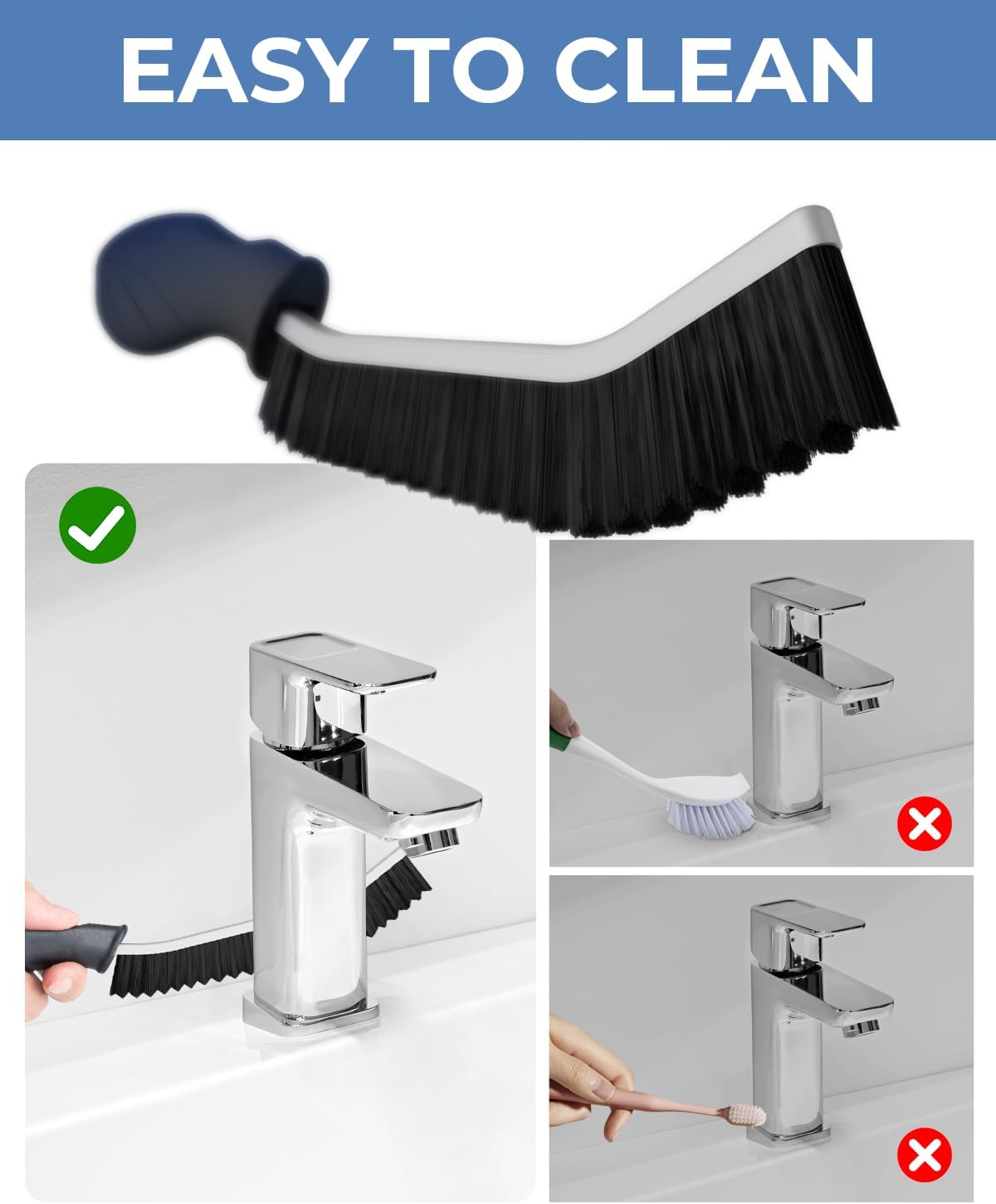 Thumbnail 2 de Cleangor Crevice Cleaning Brushes UK – Serrated bristle grout brush for small gaps (2-pack, black)