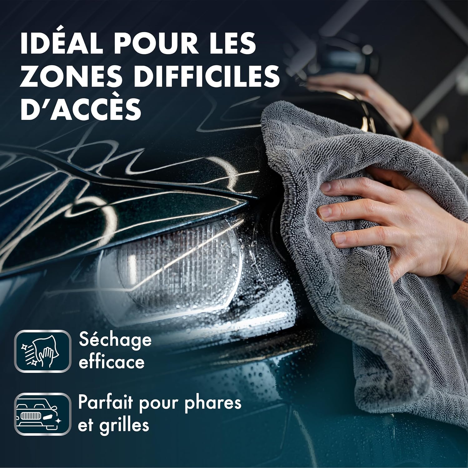 Detalle de ZENAKIO Chiffon Microfibre Voiture Séchage S 40x40 cm – 1800 g/m², sans trace et sans rayures