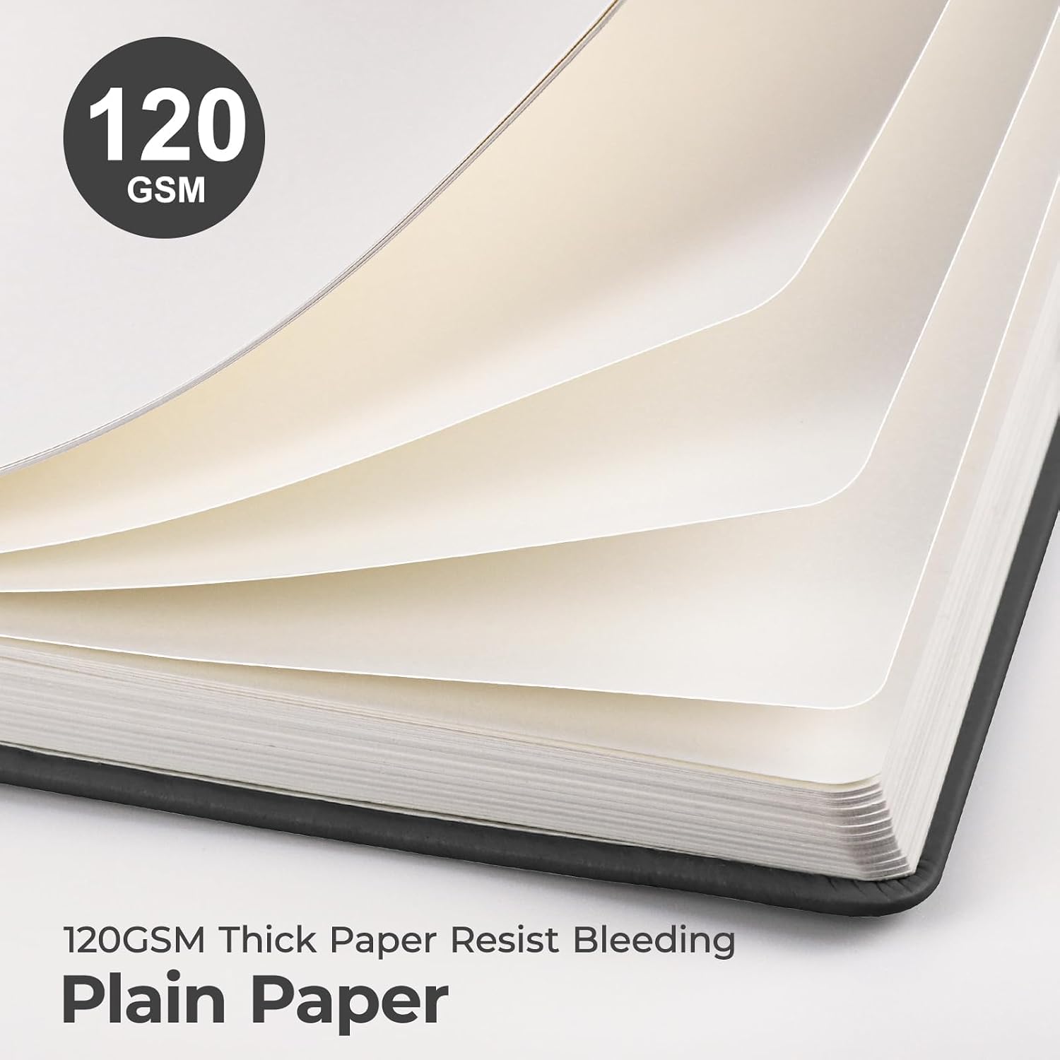 Detalle 2 de AHGXG Blank Journal Notebook, A5, 160 Pages, 120 GSM Paper, Black