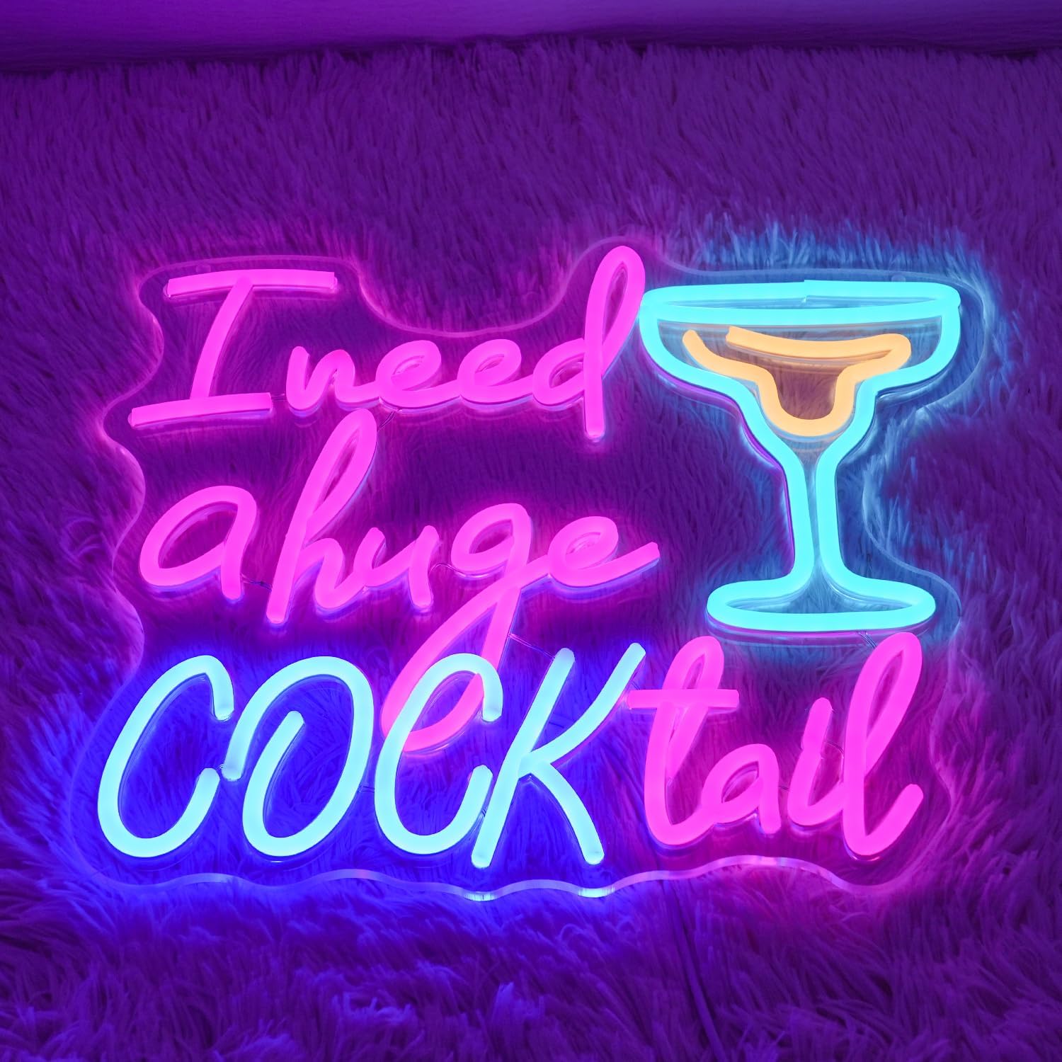 Thumbnail 3 de LMSIGNLY Cocktail Neon Schild – farbiges LED-Lichter-Schild für Wanddeko (14,2 x 12,6 Zoll)
