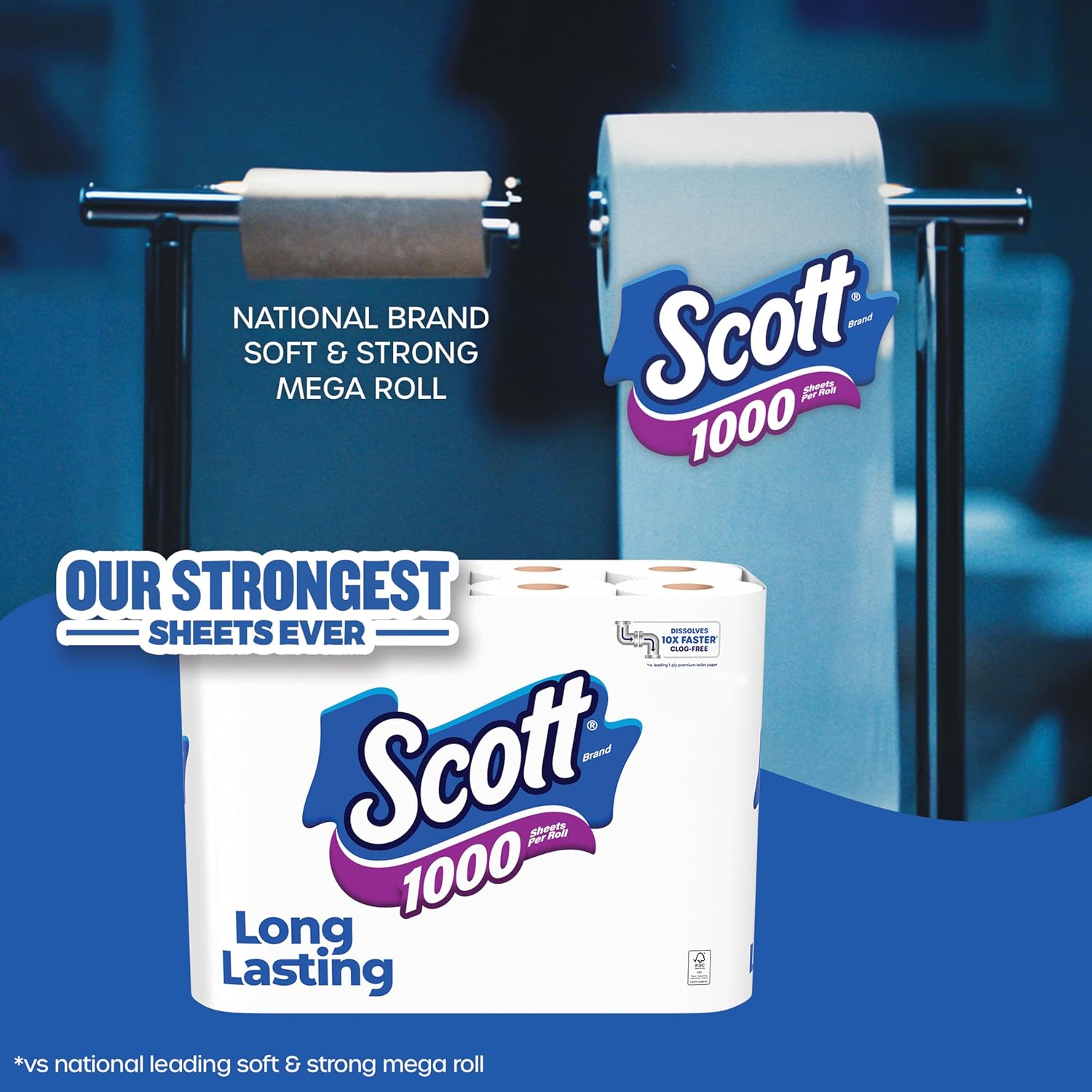 Detalle 2 de Scott 1000 Toilet Paper — 18 Rolls, 1000 Sheets per Roll (1-ply)