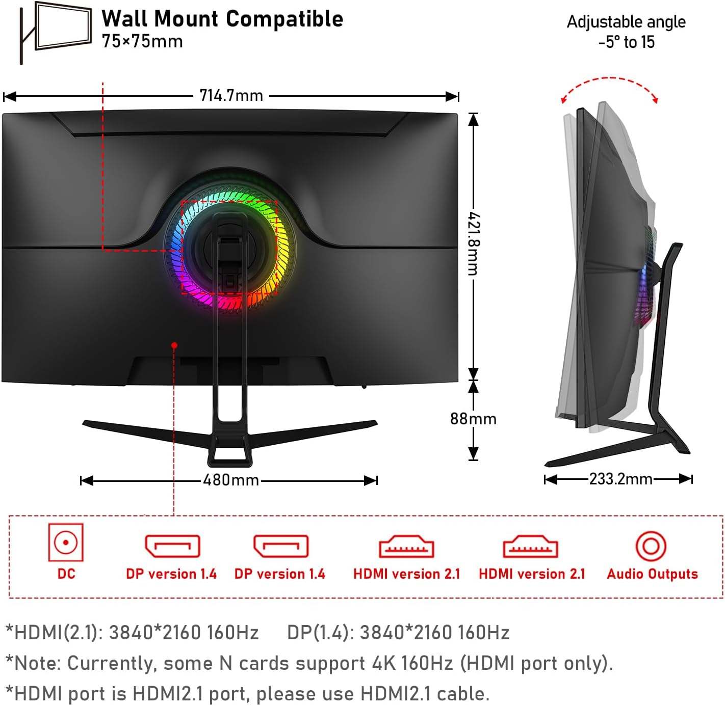 Thumbnail 5 de Gawfolk 32-inch 4K Curved Monitor 160Hz