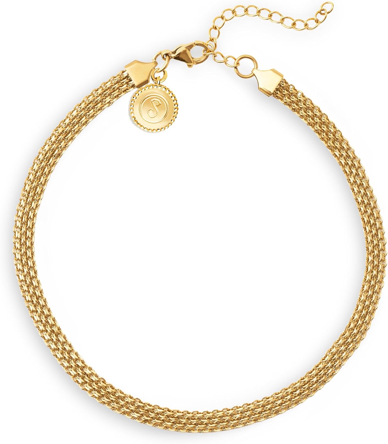 Detalle de SINGULARU Collana Choker Tape in Acciaio Placcato Oro 18Kt, Larghezza 8 mm, Lunghezza 33 cm + 5 cm di Estensione