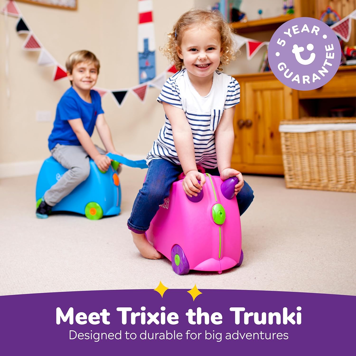 Detalle de Trunki Trixie Pink: Children’s Ride-On Suitcase and Hand Luggage