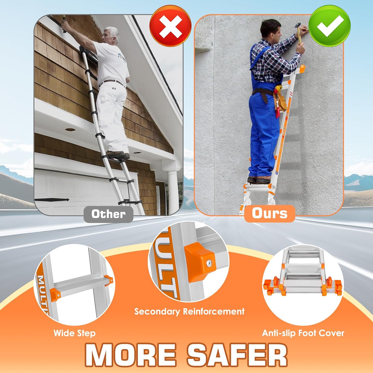 Detalle 1 de LEVELEVE Telescoping Ladder, 14 ft