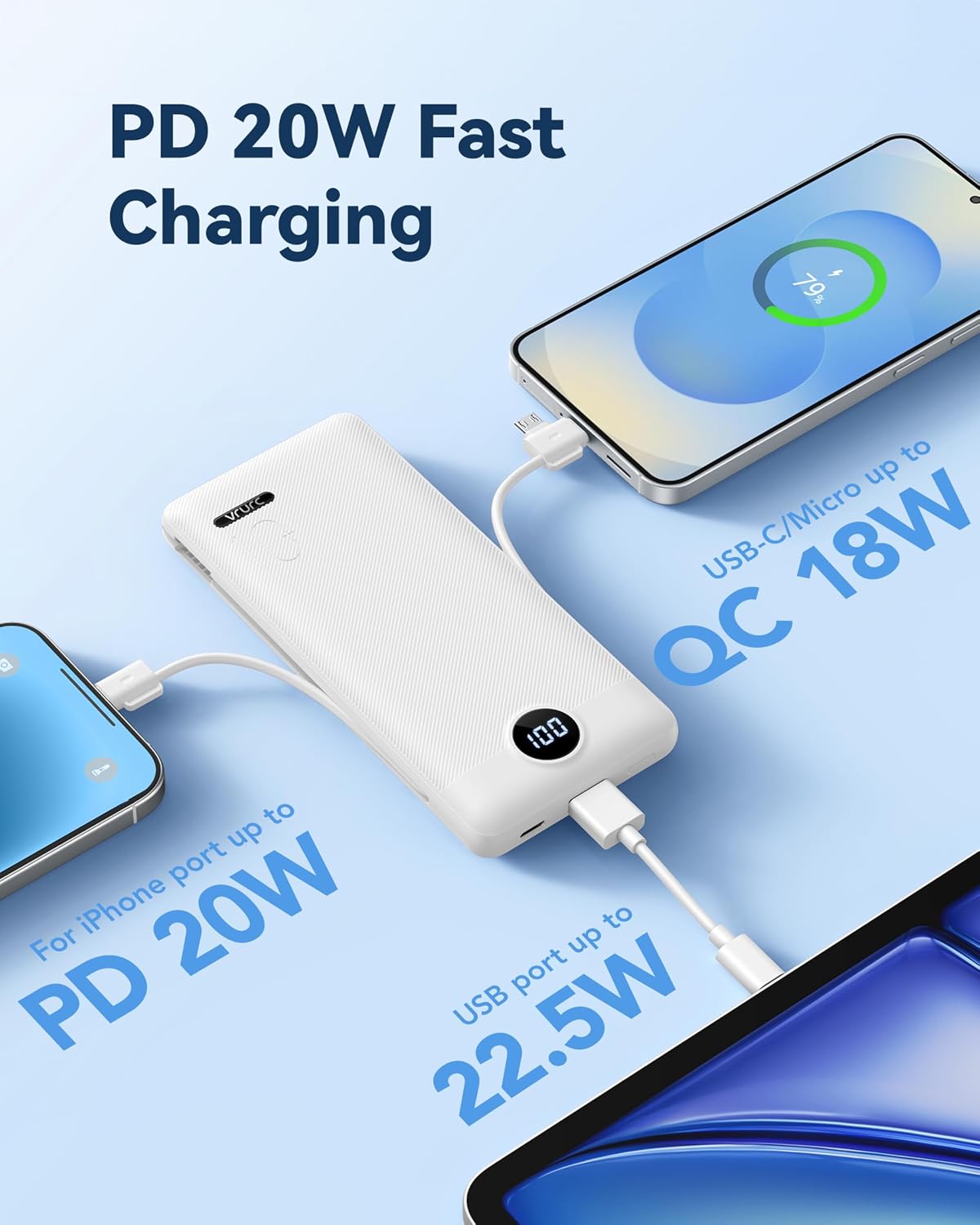 Detalle 2 de VRURC Portable Phone Charger 10000mAh