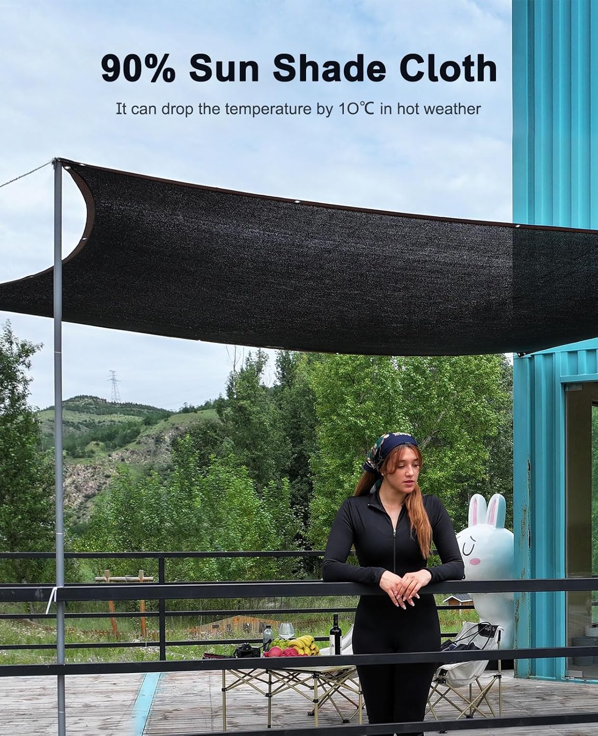 Thumbnail 1 de Sunblock Shade Cloth: Black UV Resistant Net Sun Mesh Shade Canopy with Grommets
