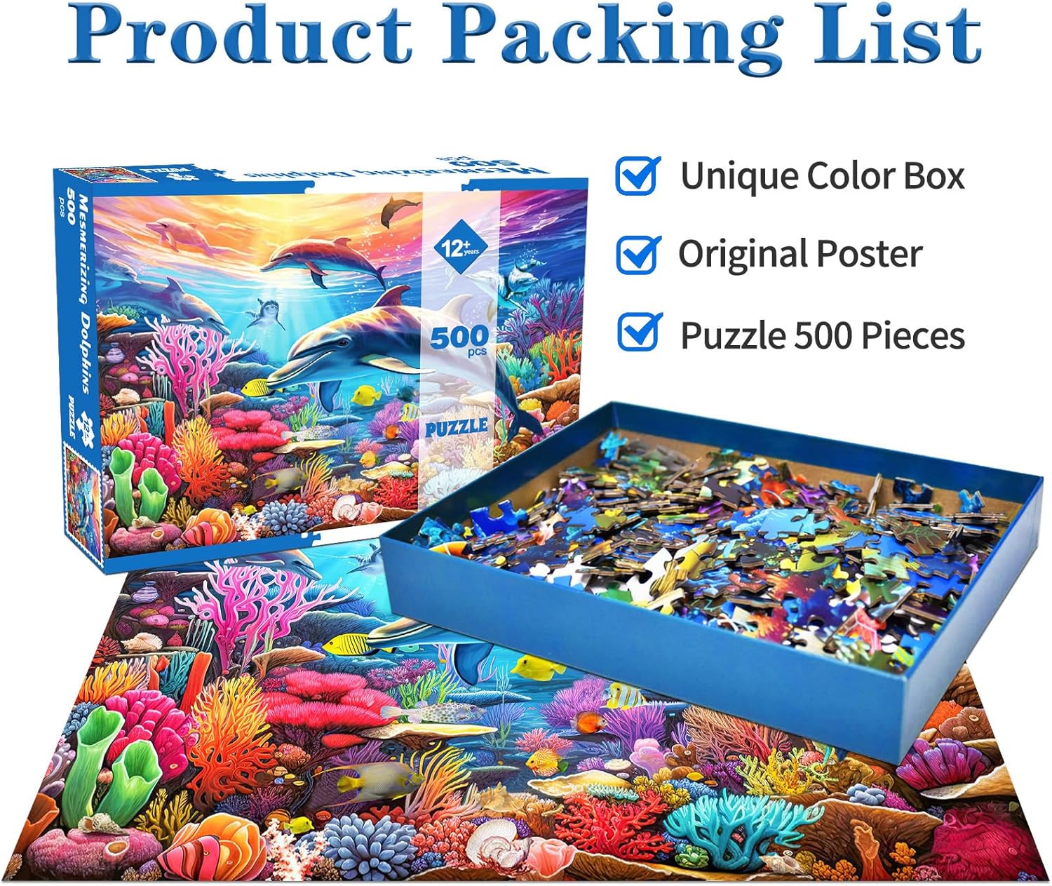 Detalle 2 de Dolphins 500-Piece Jigsaw Puzzle