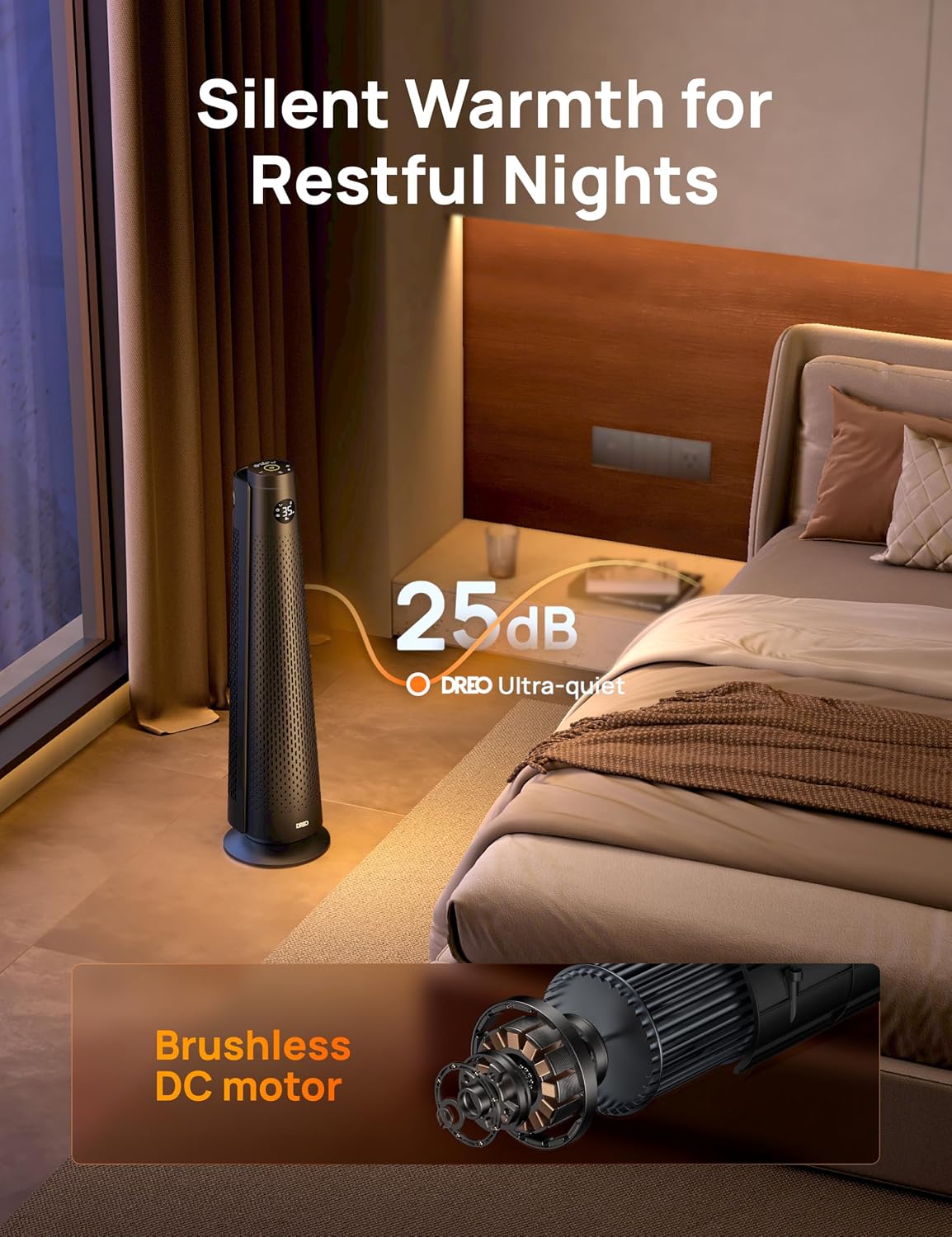Detalle de DREO DR-HSH008 30-inch PTC Tower Space Heater, 120° Oscillation, Remote