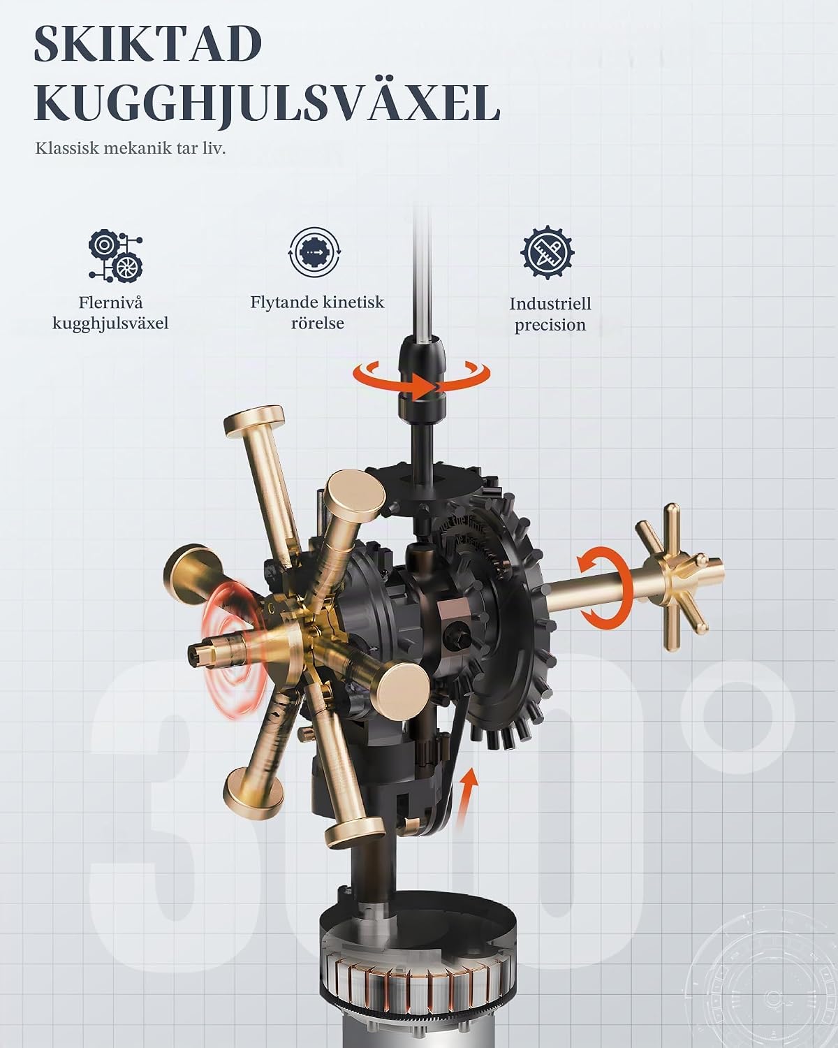 Detalle de ROBOTIME CGL01 3D-helikopterpussel med roterande rotorer och ljus