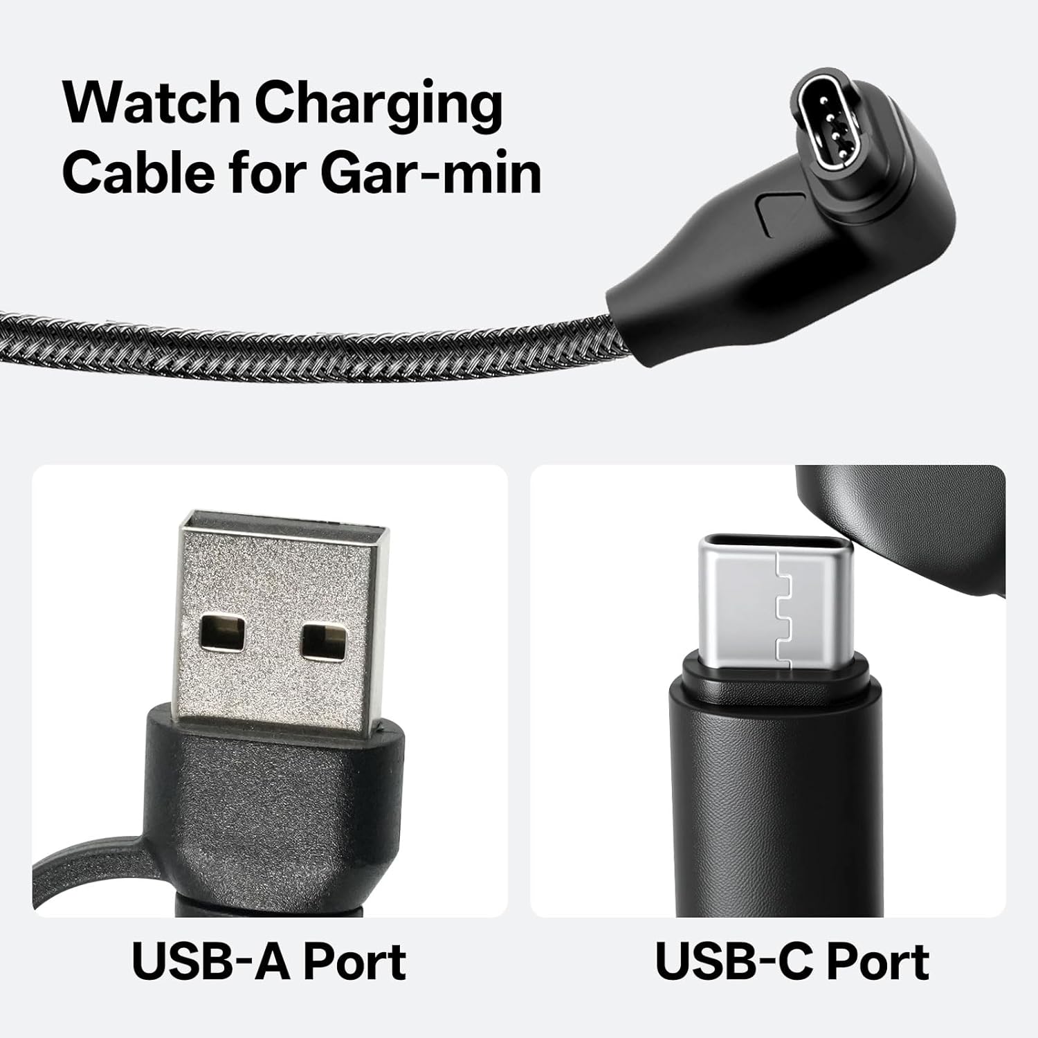 Thumbnail 5 de 2-in-1 Garmin watch charger cable with USB-A adapter (1m, USB-C) for Fenix, Forerunner, Vivoactive & Instinct