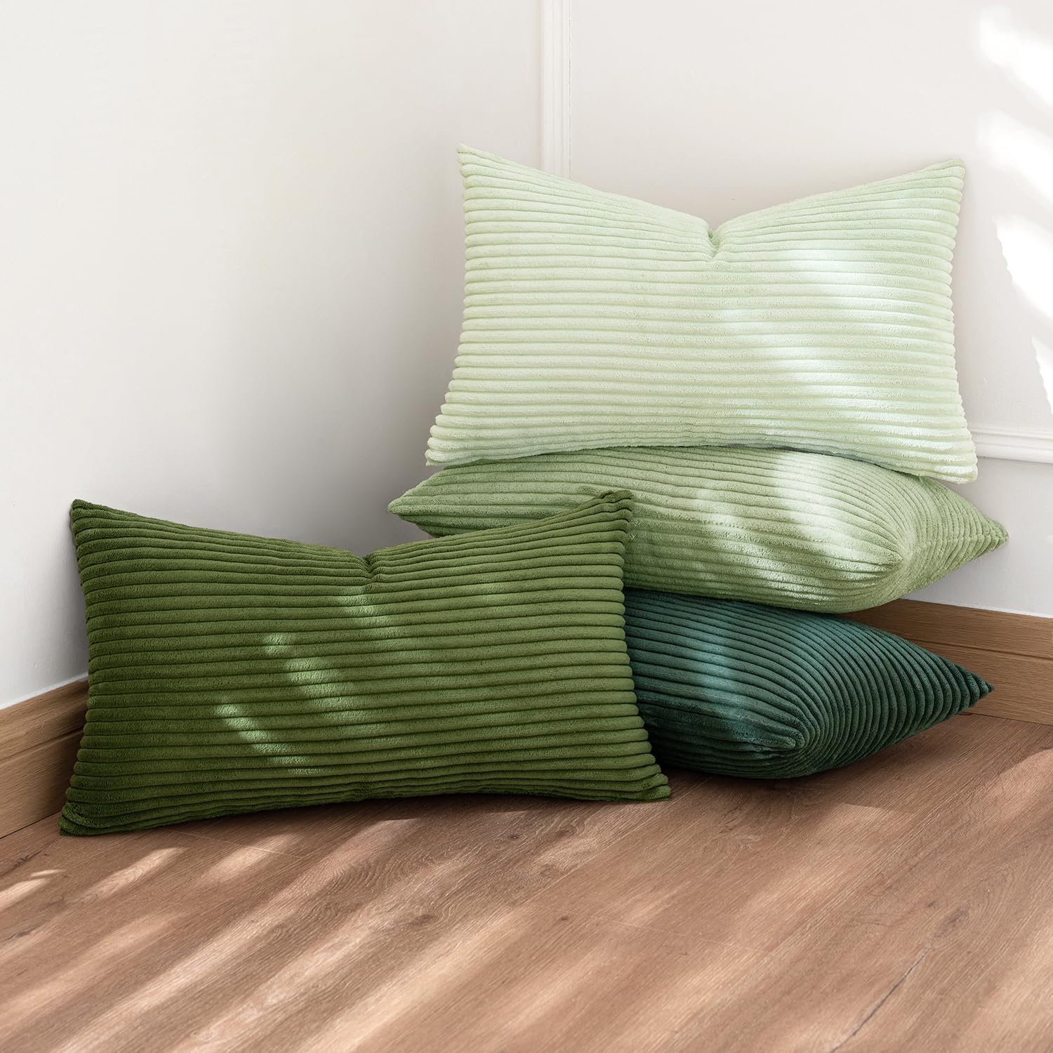 Thumbnail 3 de MIULEE Kordsamt Kissenbezug Forest Green Series (4er-Set, 40x60 cm) – weiche Dekokissenhüllen mit Reißverschluss