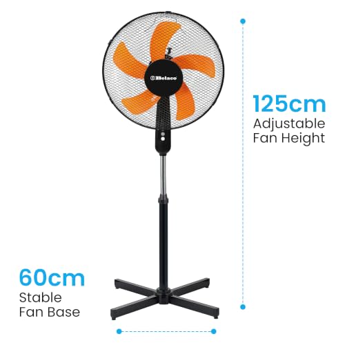 Thumbnail 4 de Belaco 16" Pedestal Fan BSF-40R1 — Oscillating, Height-Adjustable, Orange