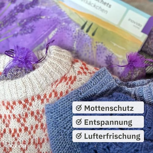 Detalle de Inovida Lavendel Duftsäckchen Kleiderschrank – 20x getrockneter Lavendel, Mottenabwehr & Duft