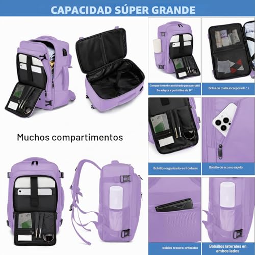 Thumbnail 2 de Mochila de cabina WENIG 40x20x25 cm (20 L) con puerto USB y compartimento para portátil 14