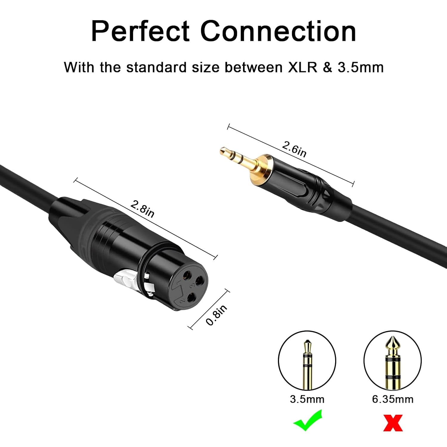Detalle de Seefeful XLR-to-3.5mm microphone cable, 10 ft
