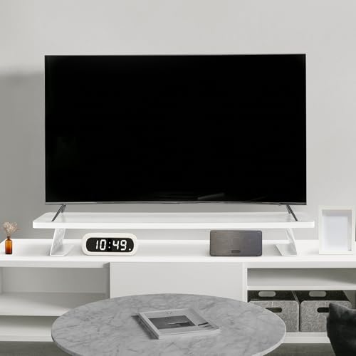 Detalle de Lumibric Wooden Monitor Stand Riser with Metal Legs – White, 80x23.5x10cm