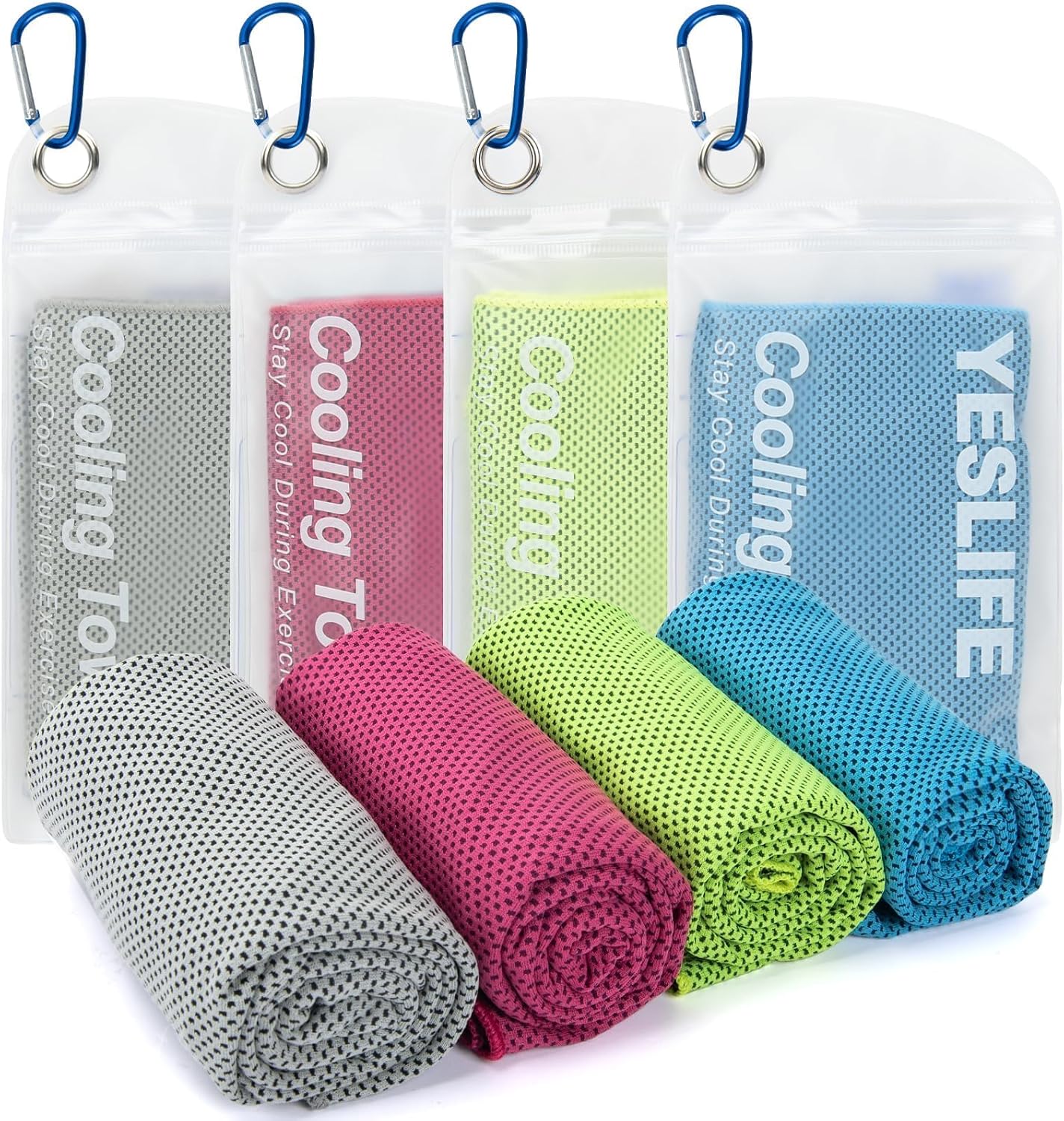 Detalle de YESLIFE Cooling Towels, 4-Pack 40"x12", Multicolor Set A