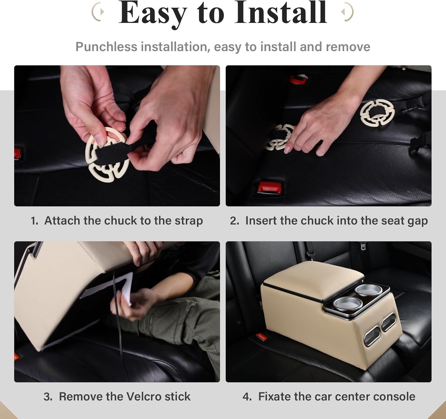 Thumbnail 5 de Coverado Upgrade Auto Mittelkonsole für Rückbank (Beige, Universal)