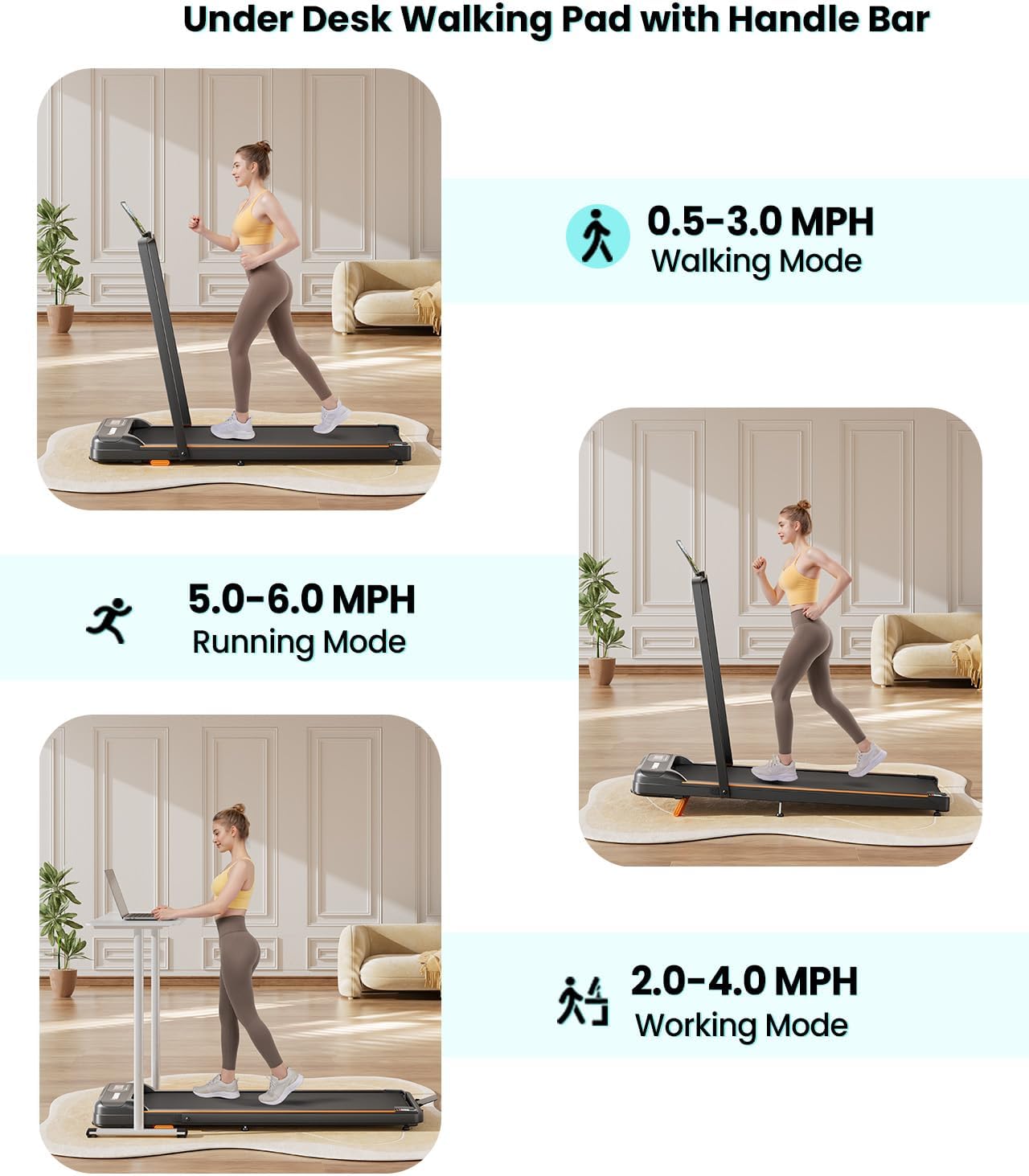 Detalle 2 de Abonow 3000 Under Desk Walking Pad Treadmill, 8% Manual Incline, LED Display