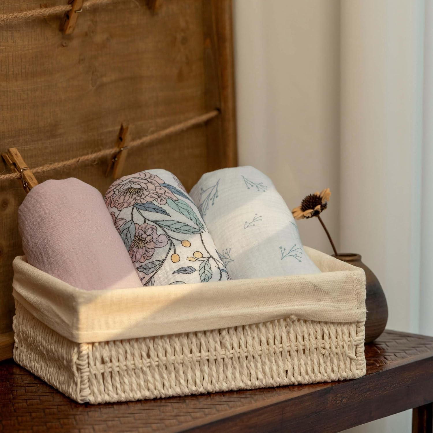 Thumbnail 5 de Soarwg Baby Muslin Swaddle Blankets Floral Fantasy Print (Set of 3, 95x100cm) – Soft, Breathable Cotton Wraps & Burp Cloths